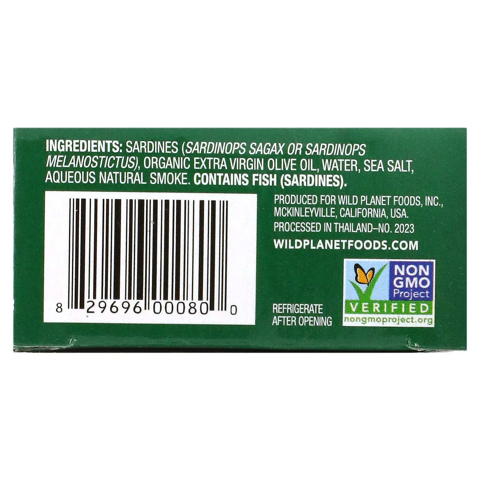 Wild Planet, Сардины, выловленные в диких условиях, в оливковом масле первого отжима, Слегка подкопченные, 4,4 унц. (125 г)