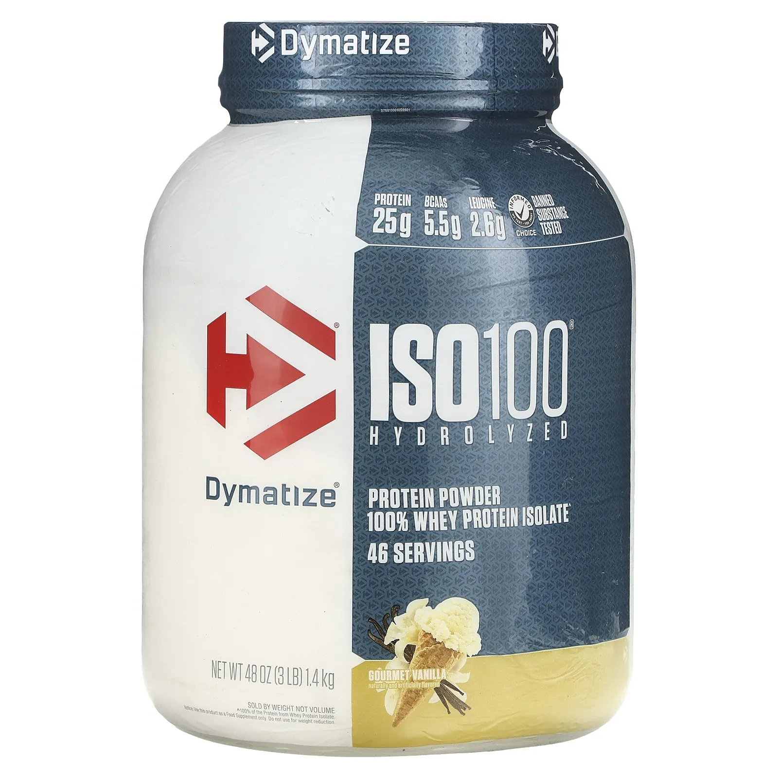 Dymatize, ISO100, гидролизованный 100% изолят сывороточного протеина, вкус ванили, 1,4 кг (3 фунта)