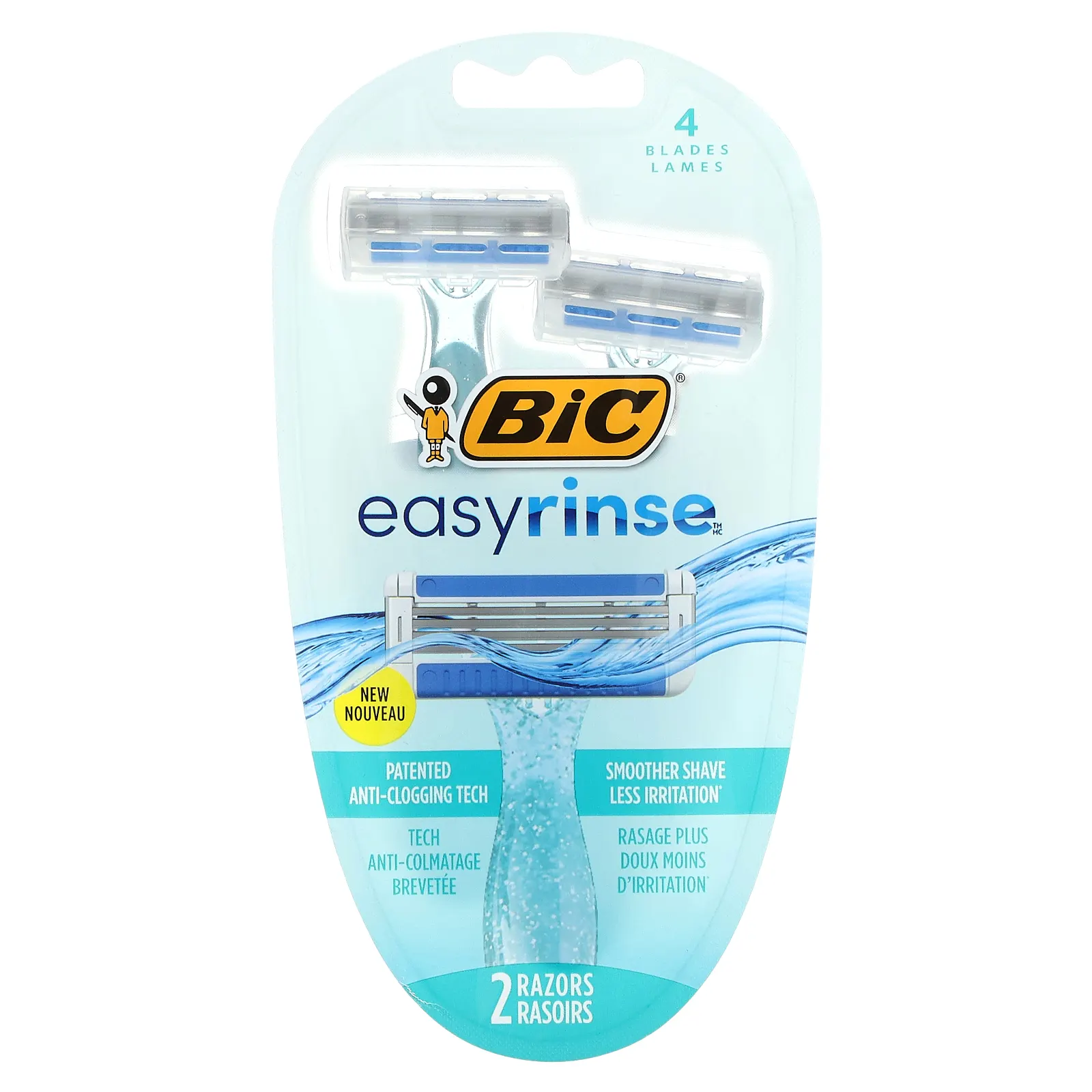 BIC, EasyRinse, одноразовые станки для бритья для женщин, 2 шт.