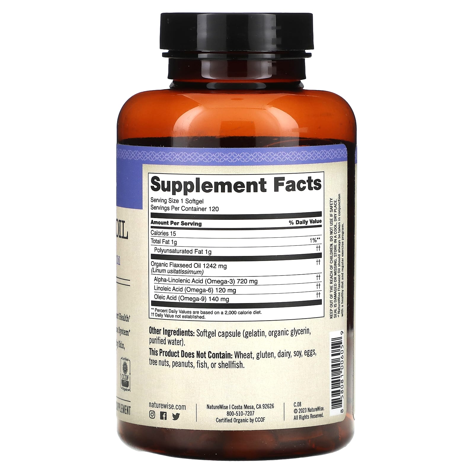 NatureWise, льняное масло, 120 мягких таблеток