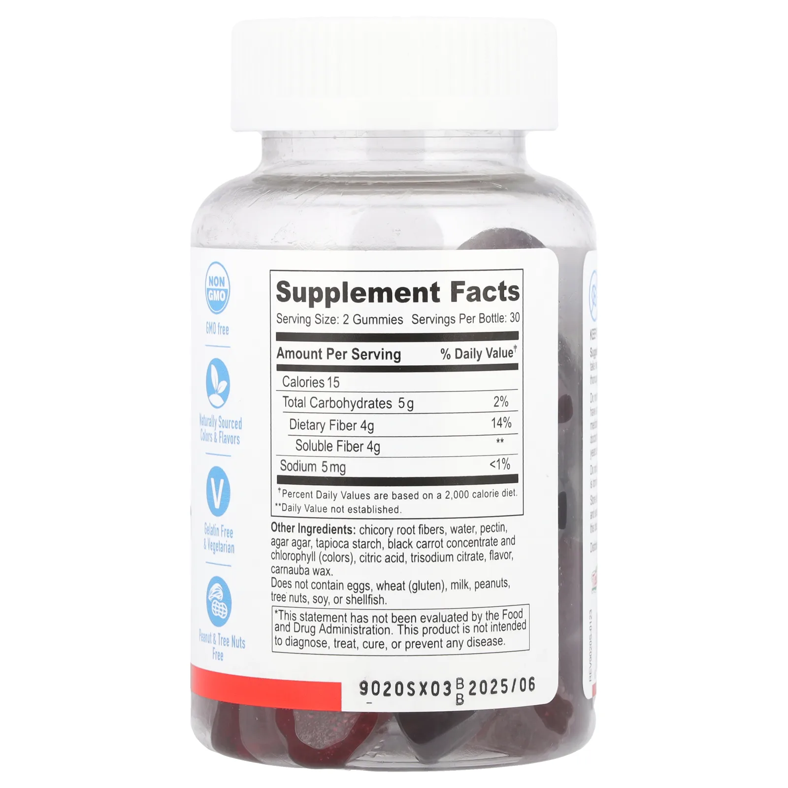 YumV's, без сахара, жевательные мармеладки с клетчаткой, со вкусом ягод, 4 г, 60 жевательных таблеток (2 г в одной жевательной таблетке)