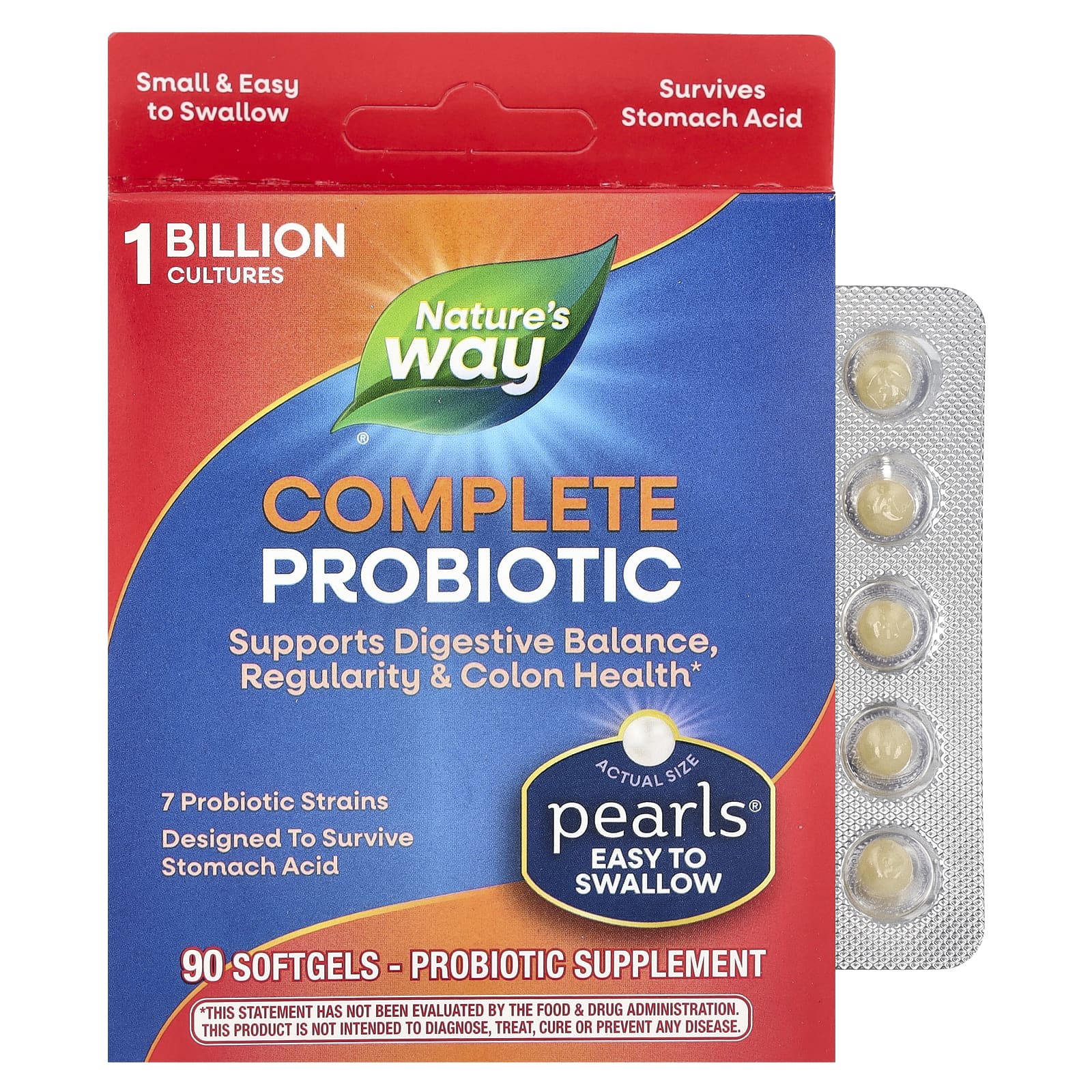 Nature's Way, Probiotic Pearls Complete, пробиотик, 90 капсул