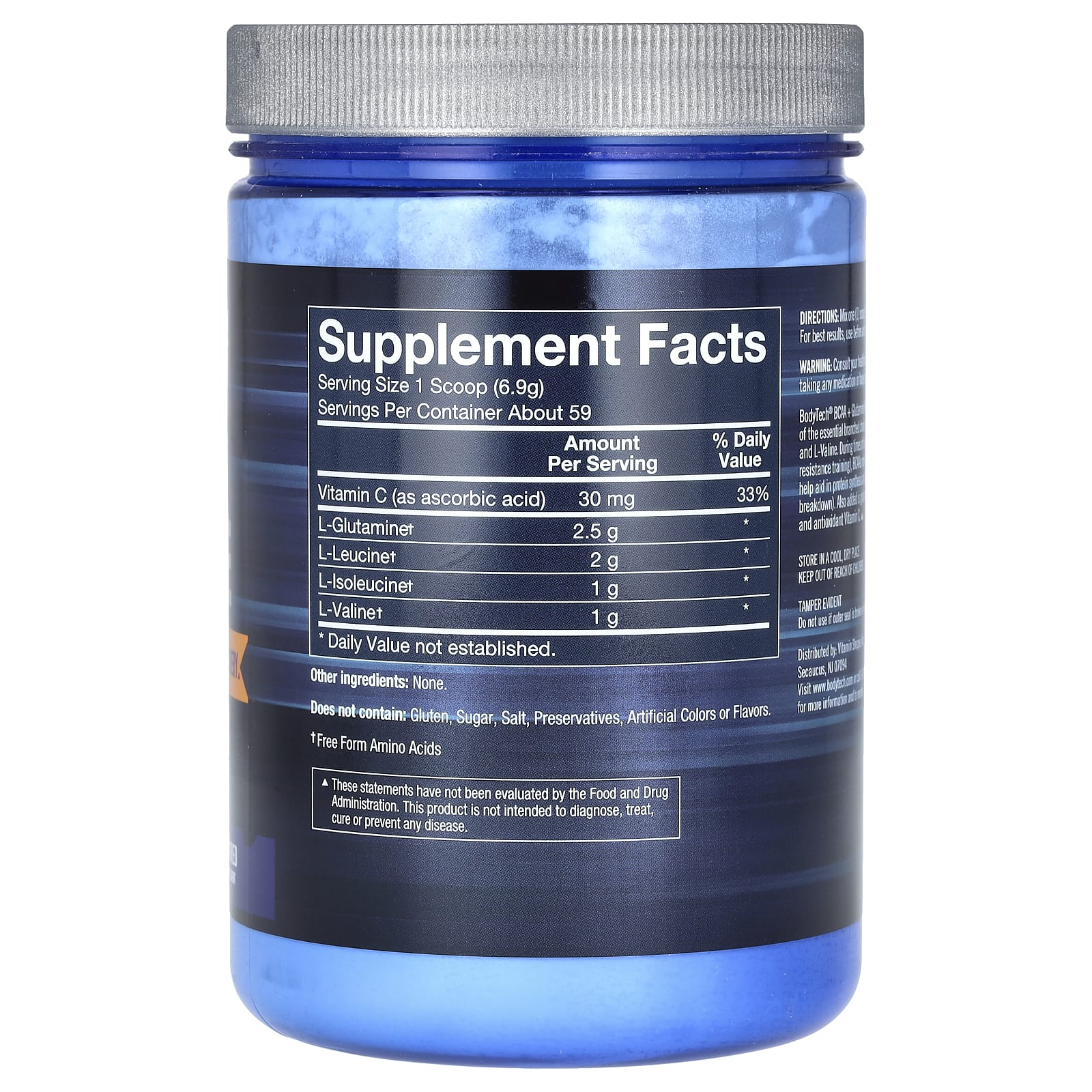 BodyTech, BCAA и глутамин в порошке, без вкусовых добавок, 409 г (14,4 унции)