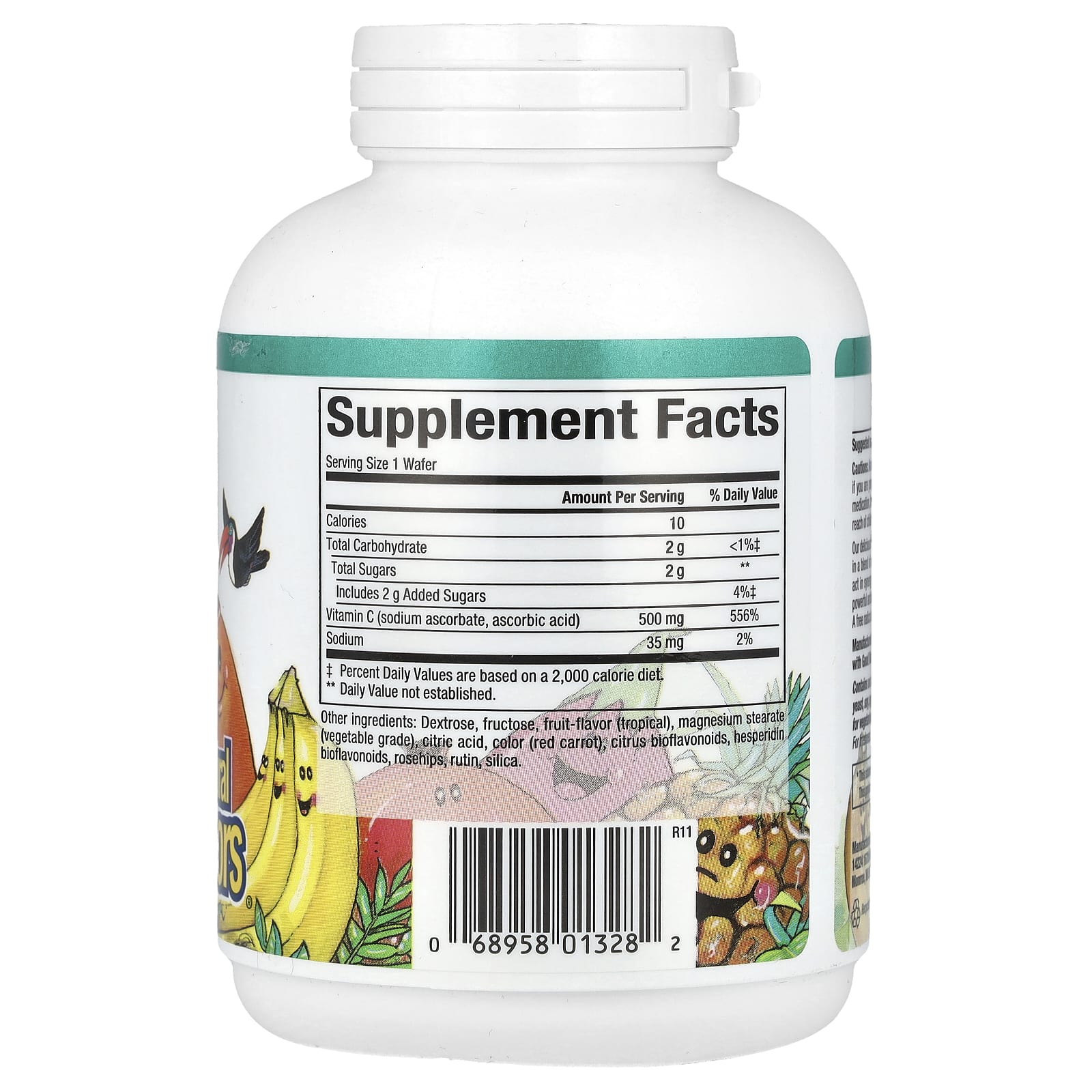 Natural Factors, фруктовые жевательные таблетки с витамином C, тропические фрукты, 500 мг, 90 жевательных таблеток