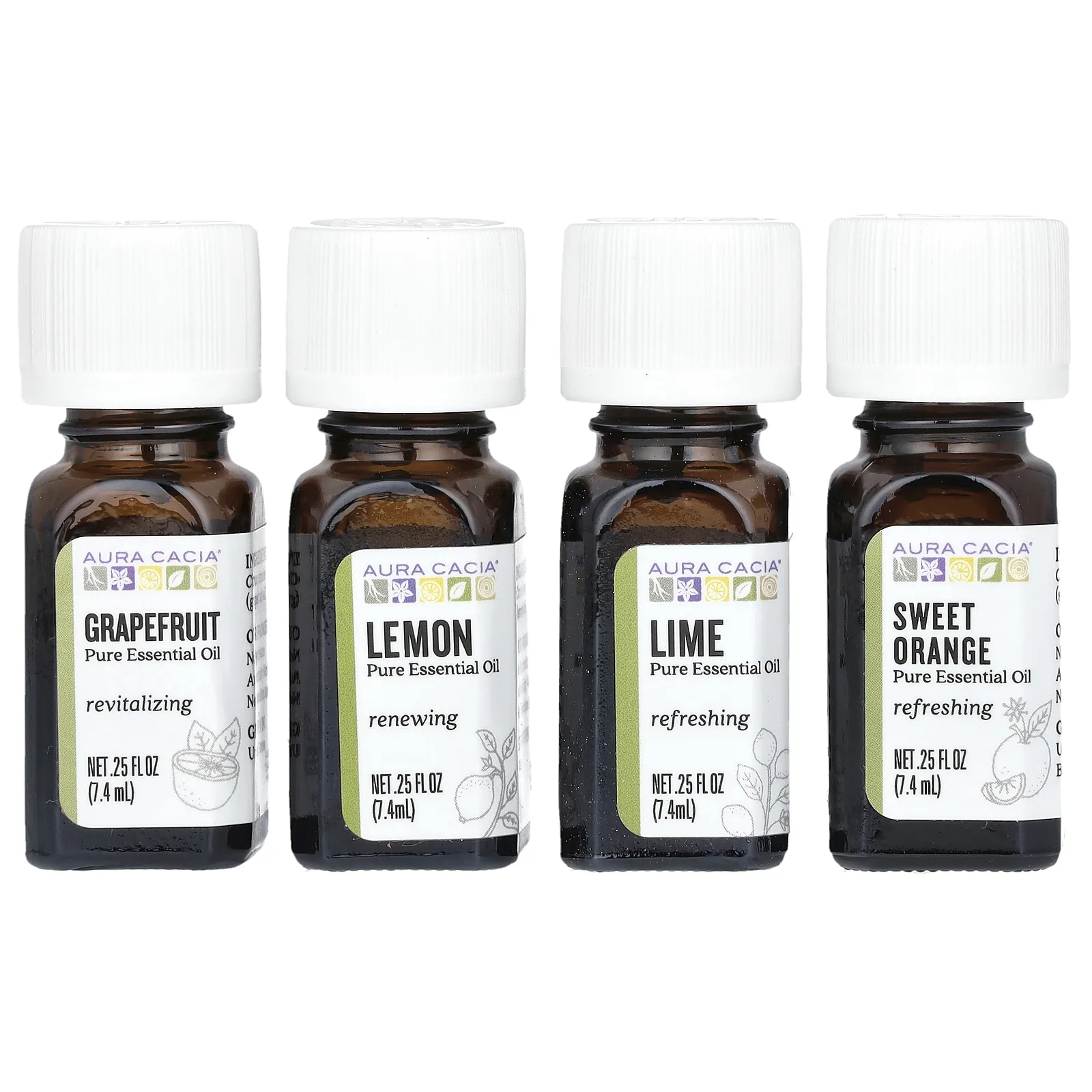 Aura Cacia, Uplifting Kit, чистые эфирные масла Cheeful, 4 флакона по 7,4 мл (0,25 жидк. Унции)