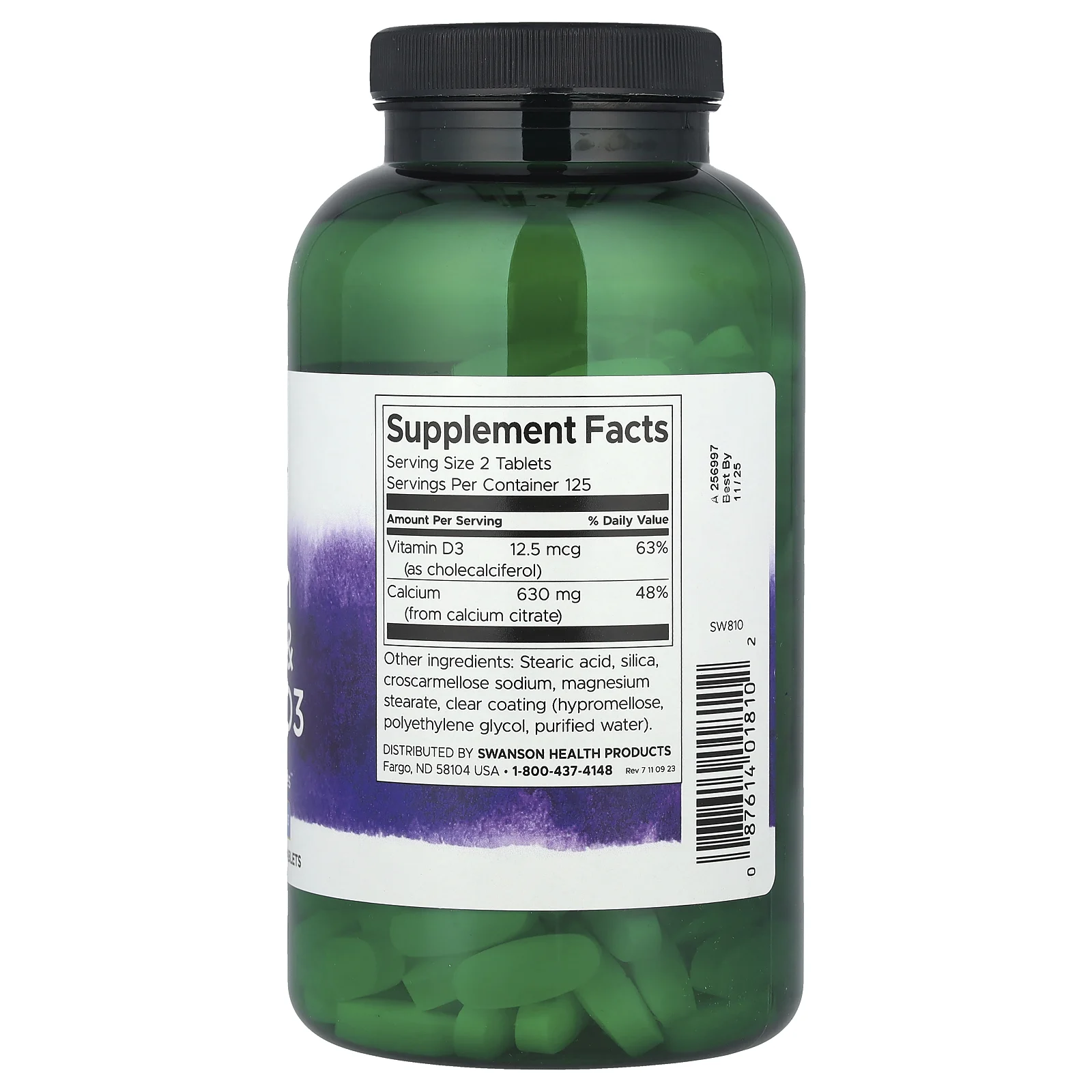 Swanson, Цитрат кальция и витамин D, 250 таблеток