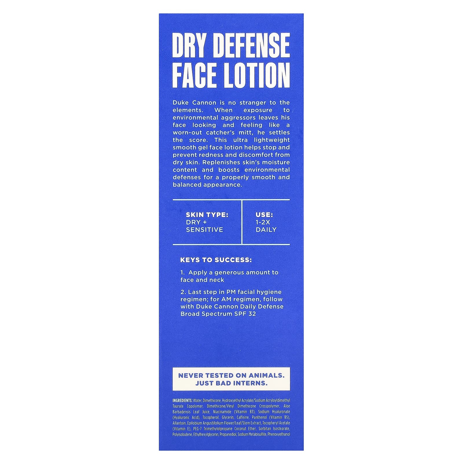 Duke Cannon Supply Co., Лосьон для лица Dry Defense, без отдушек, 88 мл (3 жидк. унц.)