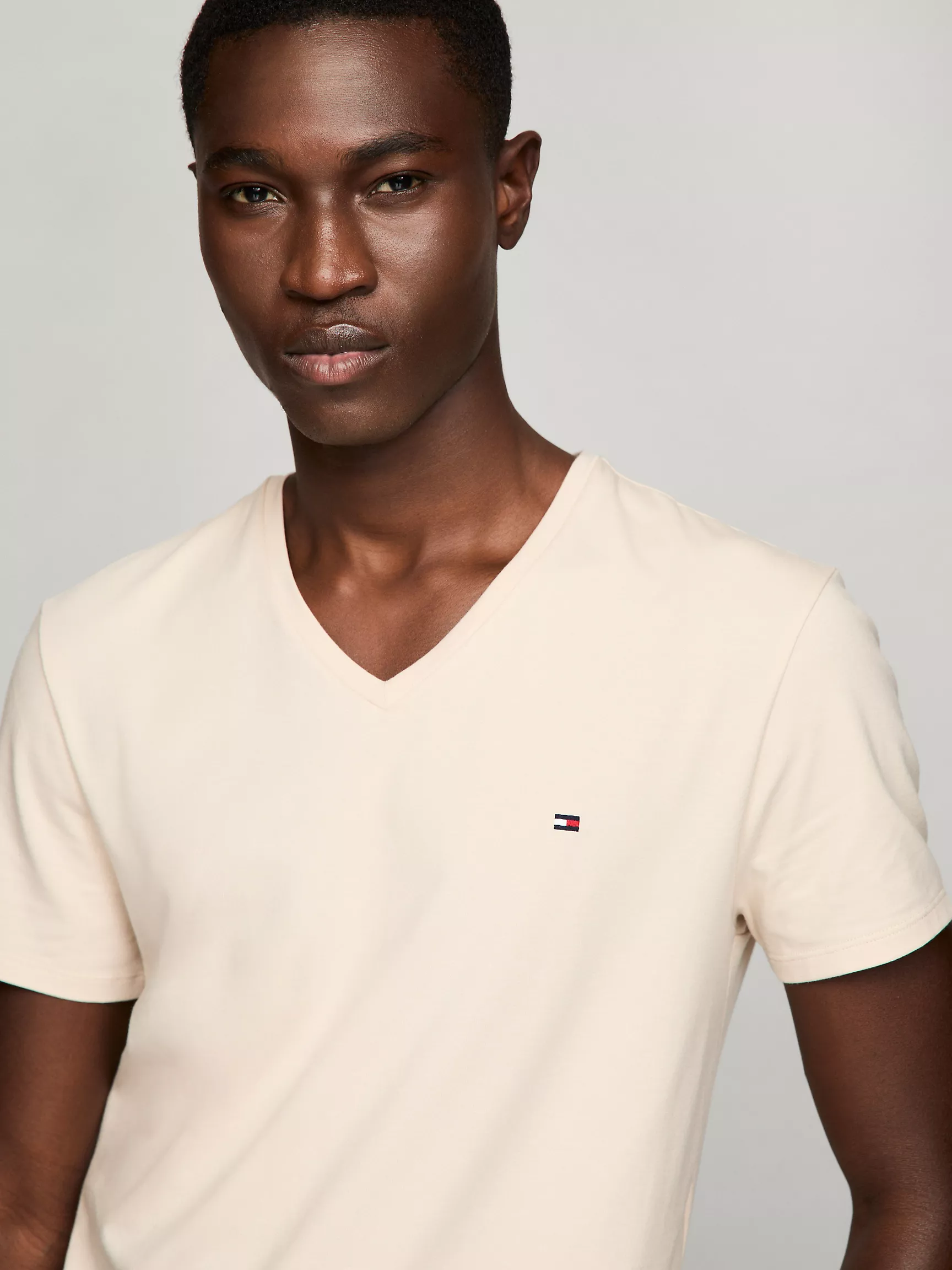 Мужская футболка Tommy Hilfiger, Приталенная футболка с V-образным вырезом