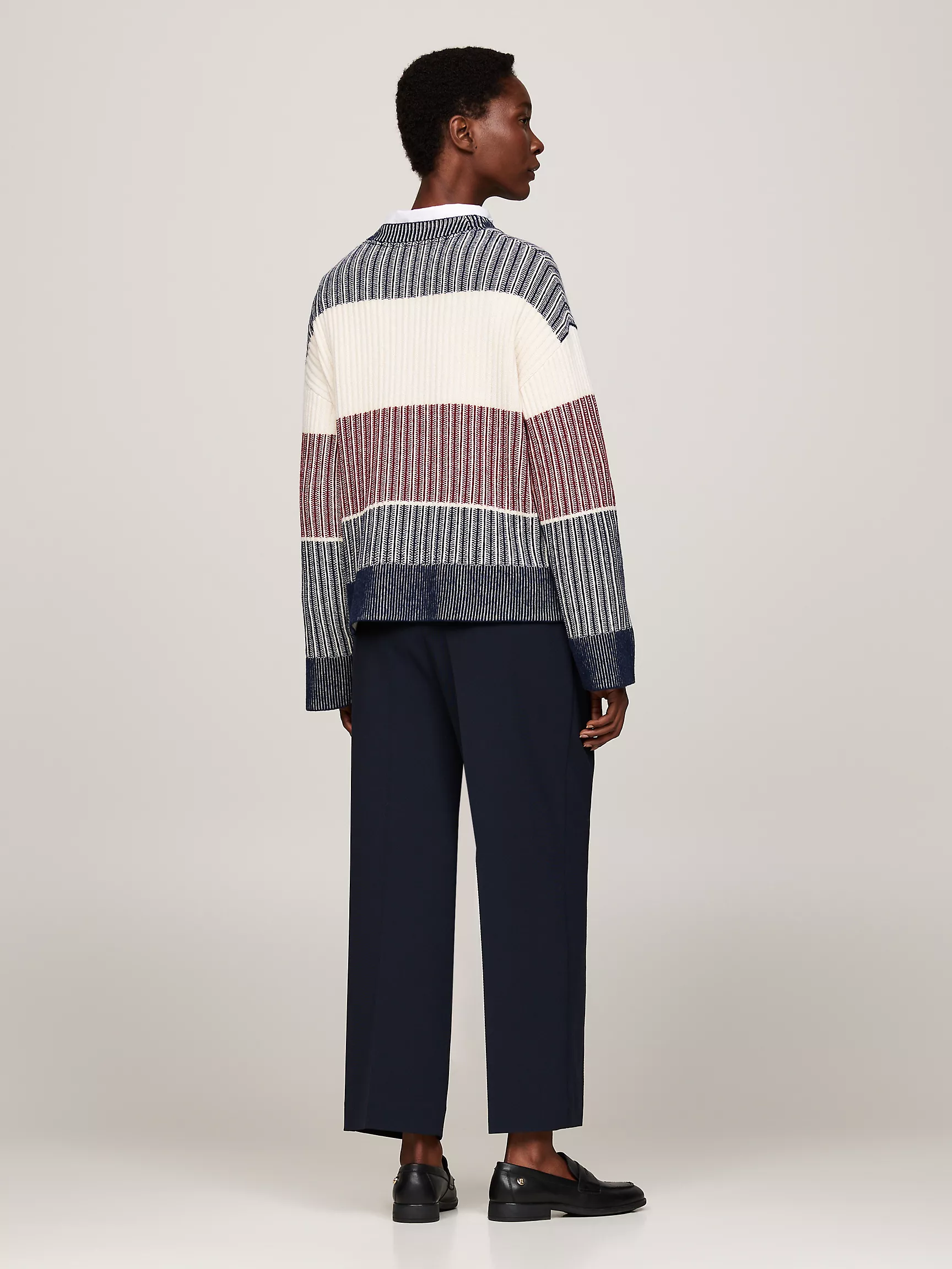 Женский свитер Tommy Hilfiger, Свободный свитер из шерстяной смеси в стиле Colorblock