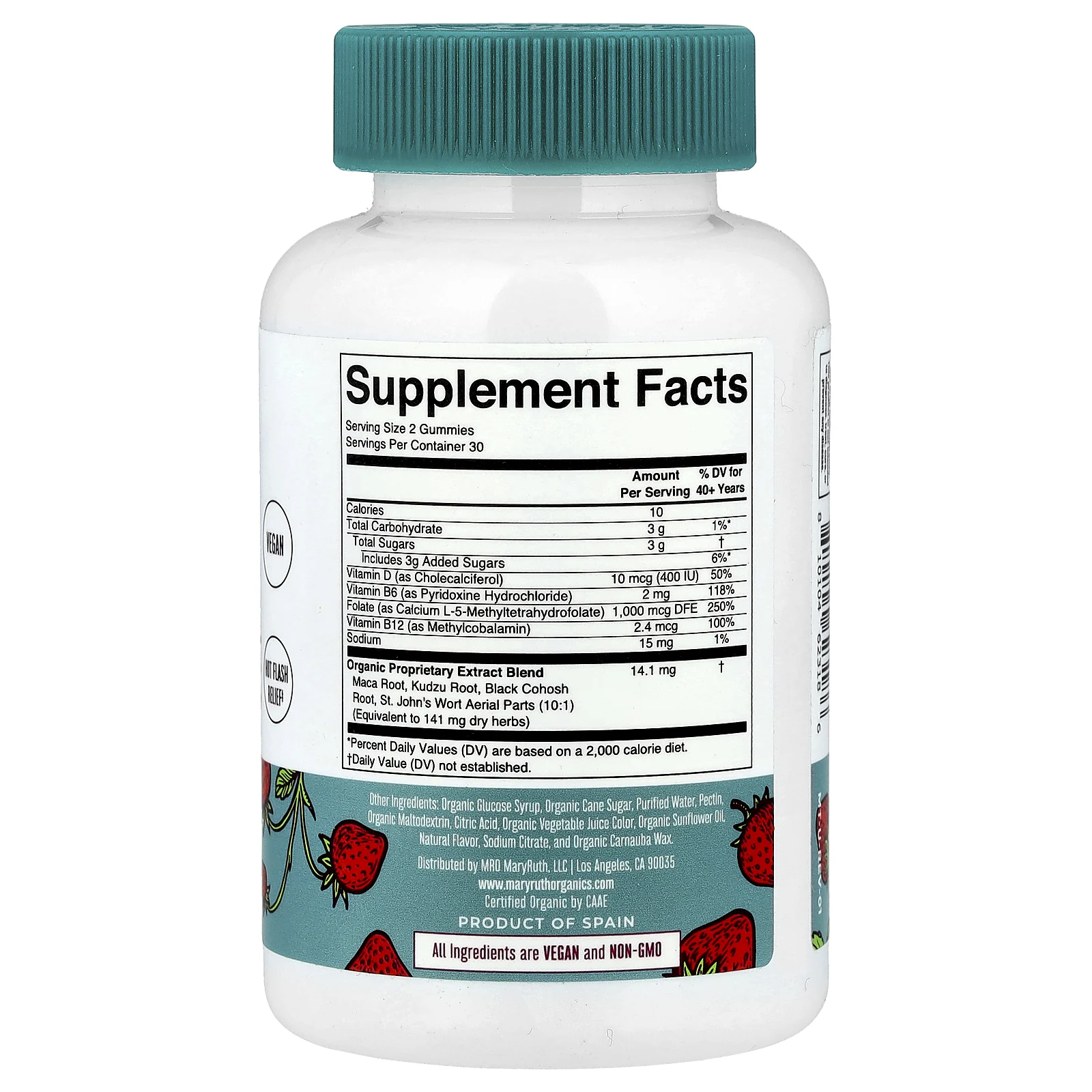 MaryRuth's, Органические жевательные мармеладки для менопаузы, с клубникой, 60 жевательных таблеток