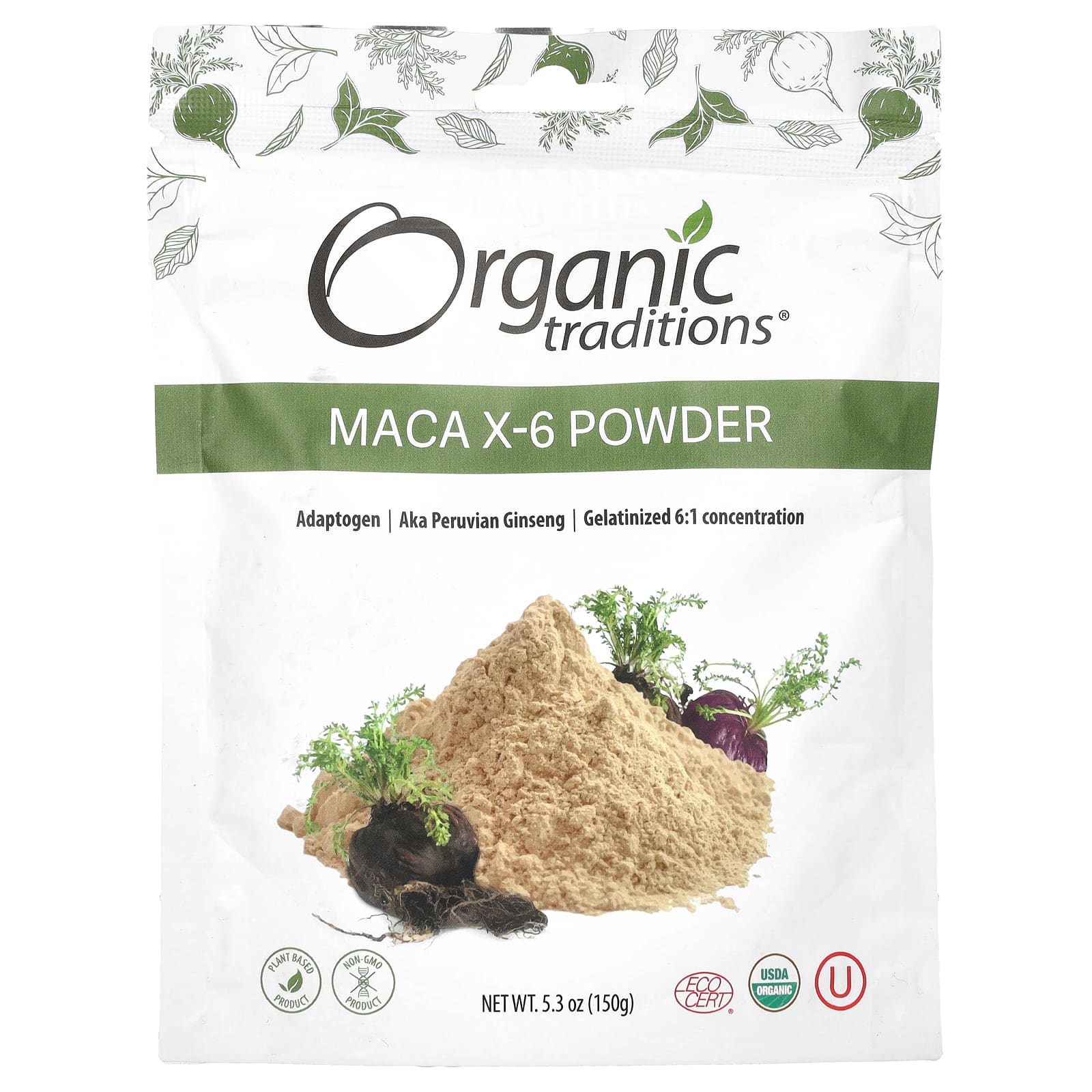Organic Traditions, Maca X-6, черная и красно-фиолетовая, 150 г (5,3 унции)