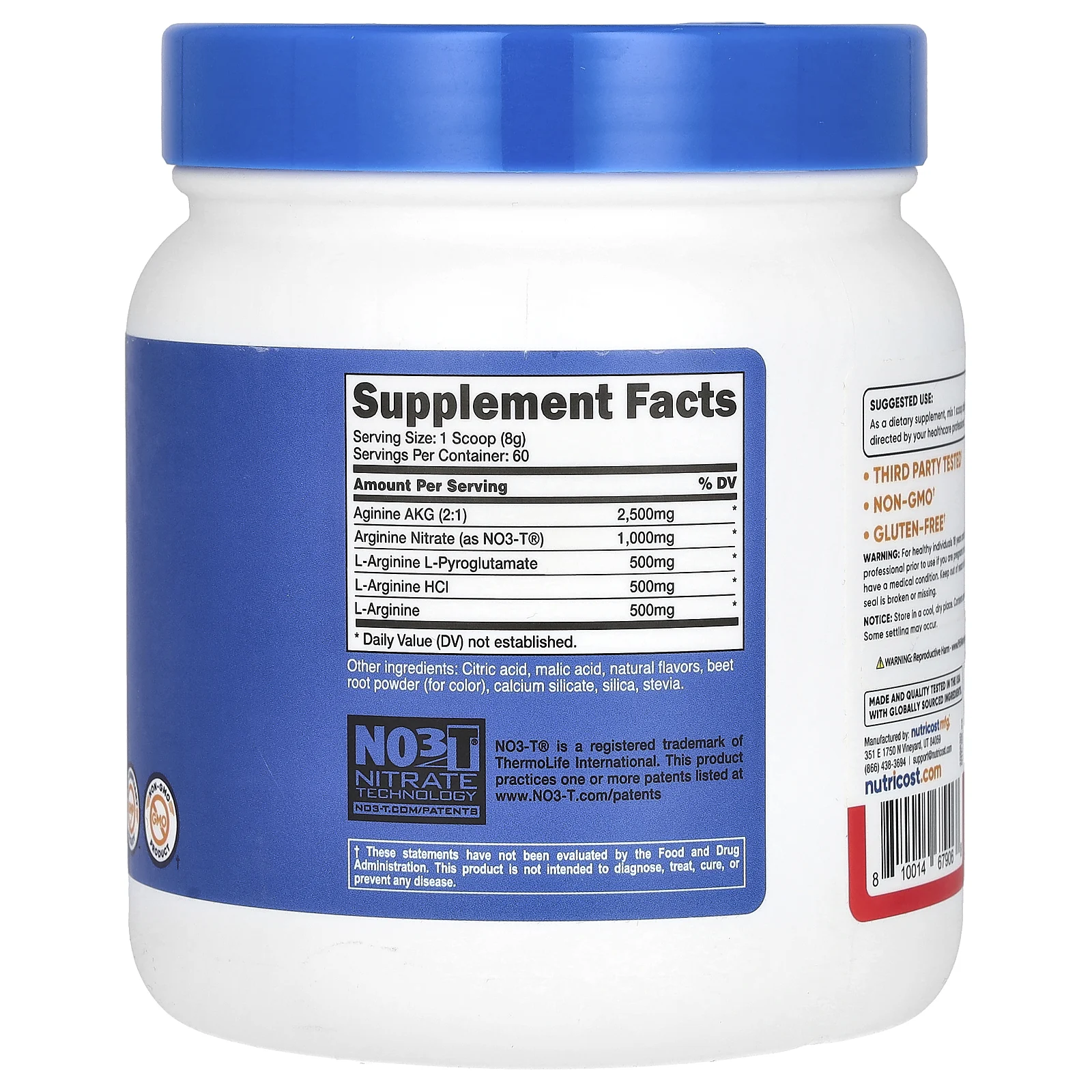 Nutricost, L-аргинин комплекс, фруктовый пунш, 474 г (16,9 унции)