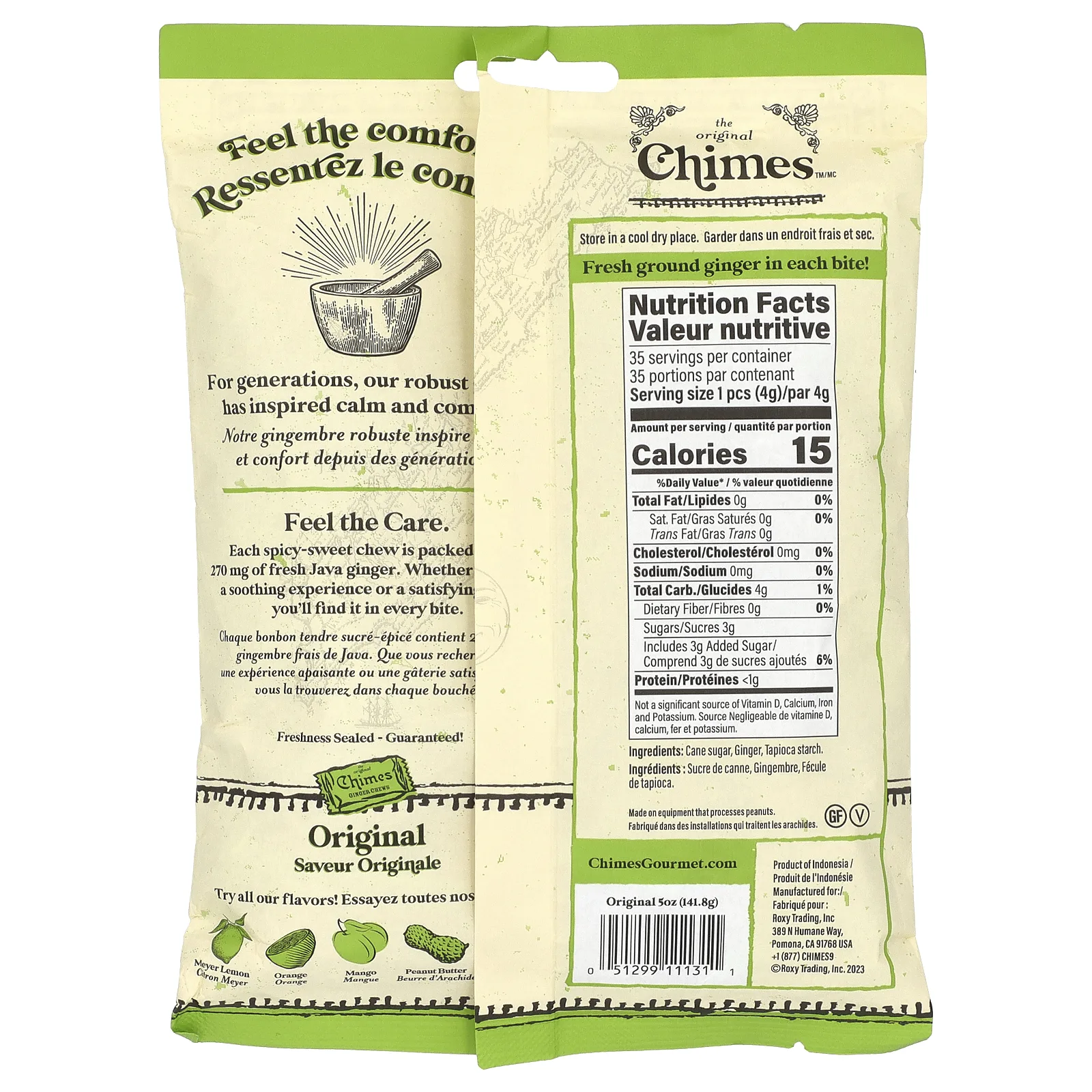 Chimes, имбирные жевательные конфеты, оригинальный вкус, 141,8 г (5 унций)