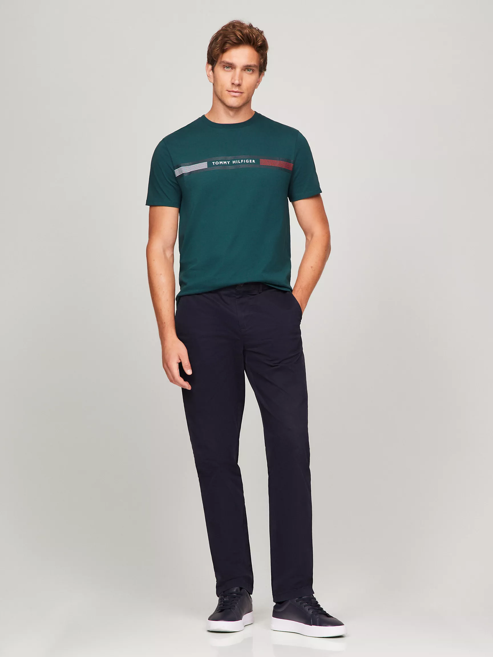 Мужская футболка Tommy Hilfiger, Футболка с графическим принтом полос Tommy