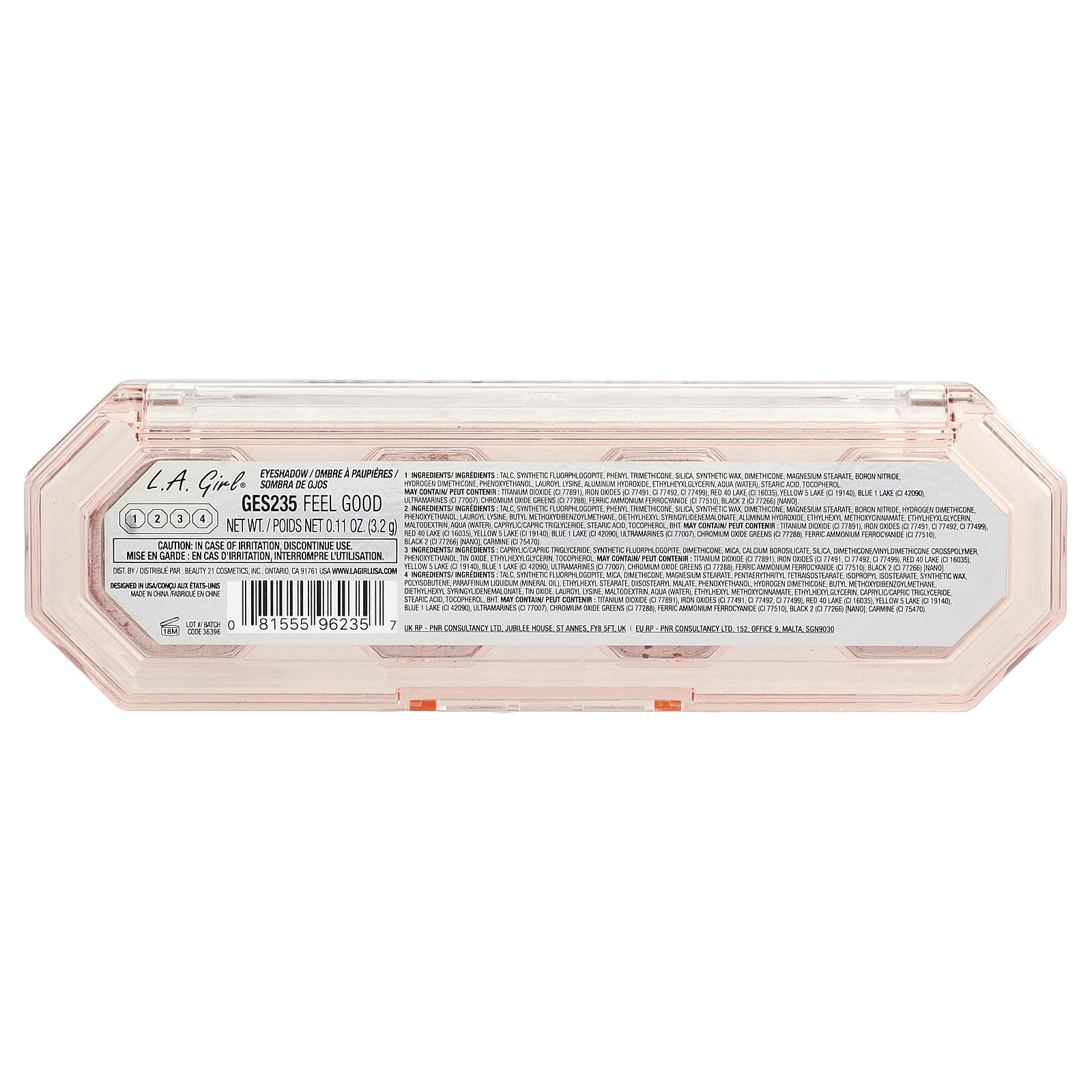 L.A. Girl, 4 Play, палитра теней для век, GES235 Feel Good, 3,2 г (0,11 унции)