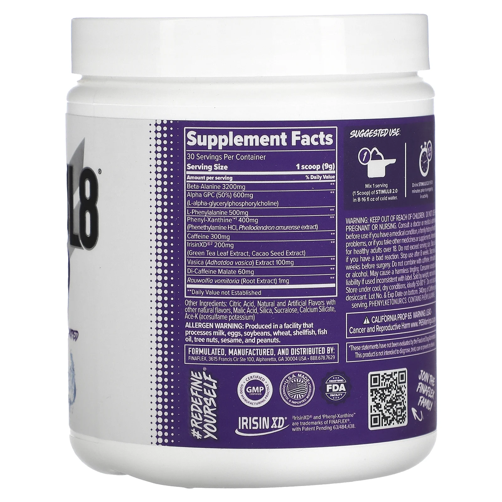 Finaflex, Stimul8 2.0, голубой лед, 270 г (9,5 унции)