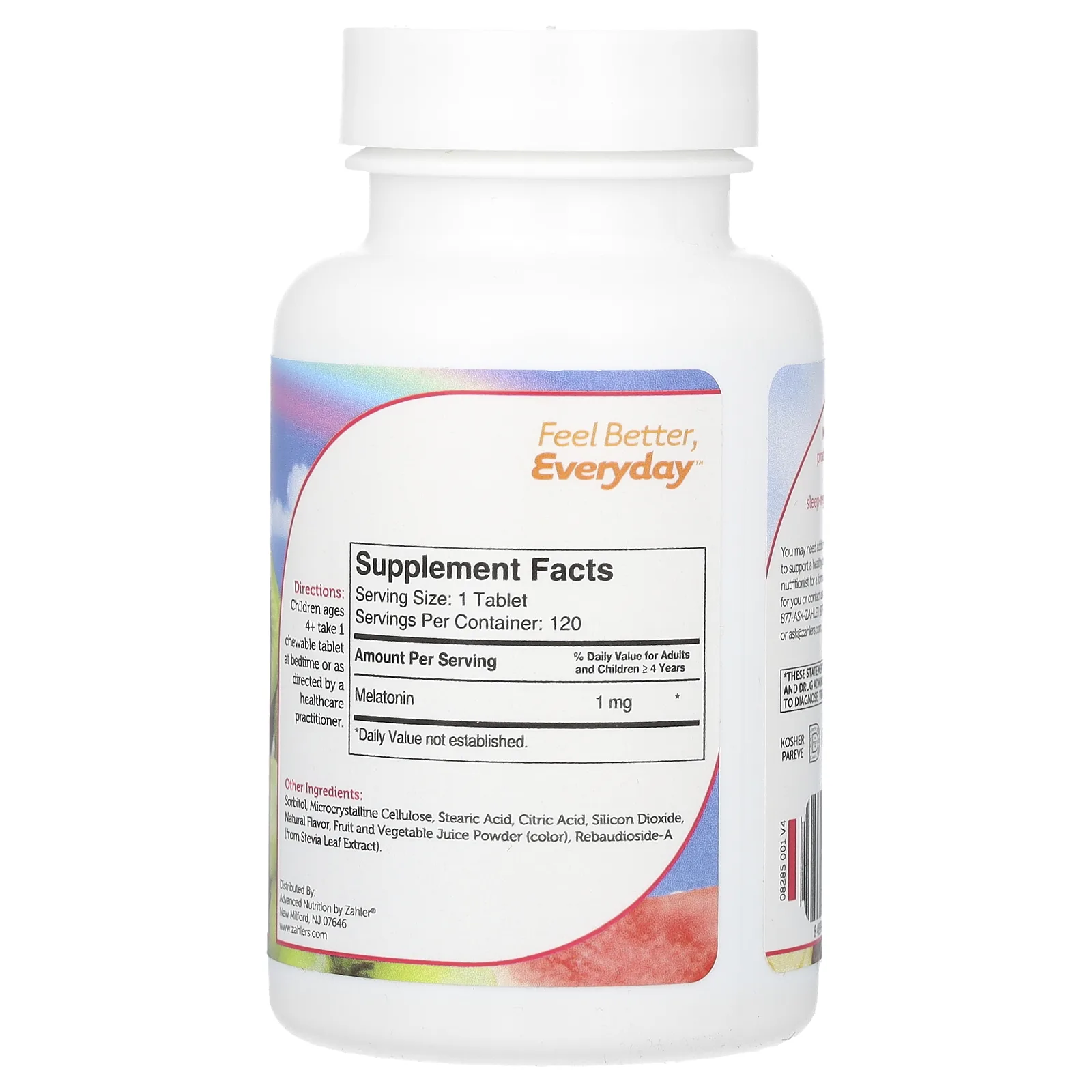 Zahler, Junior Melatonin, натуральный виноград, 1 мг, 120 жевательных таблеток