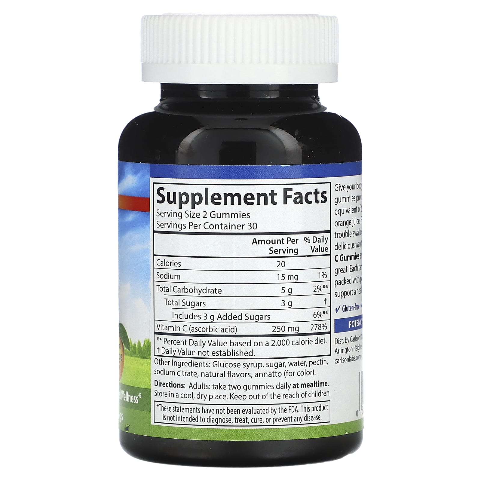 Carlson, жевательные таблетки с витамином C, со вкусом натурального апельсина, 250 мг, 60 вегетарианских жевательных таблеток (125 мг в 1 жевательной таблетке)
