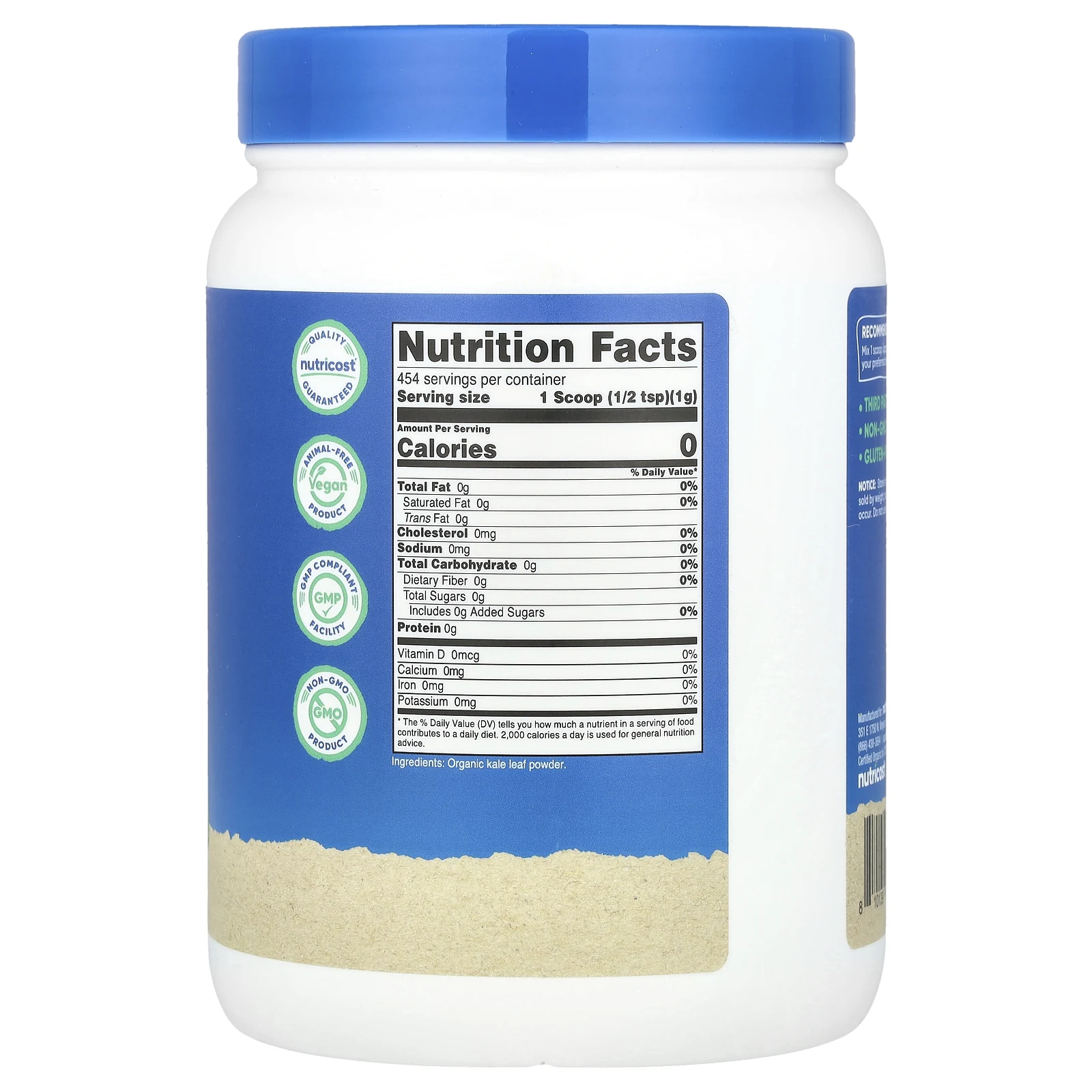 Nutricost, Органическая кудрявая капуста в порошке, без добавок, 454 г (16,2 унции)