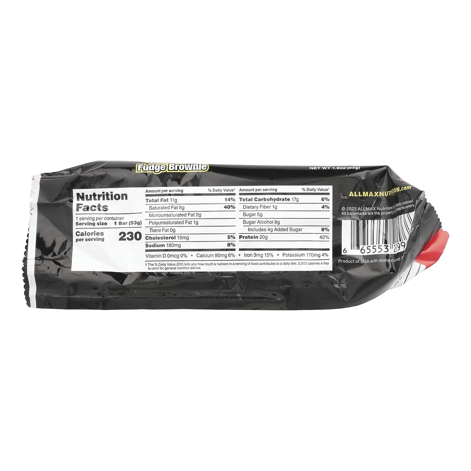 ALLMAX, Hexapro ™, протеиновый батончик, брауни с шоколадной помадкой, 53 г (1,9 унции)