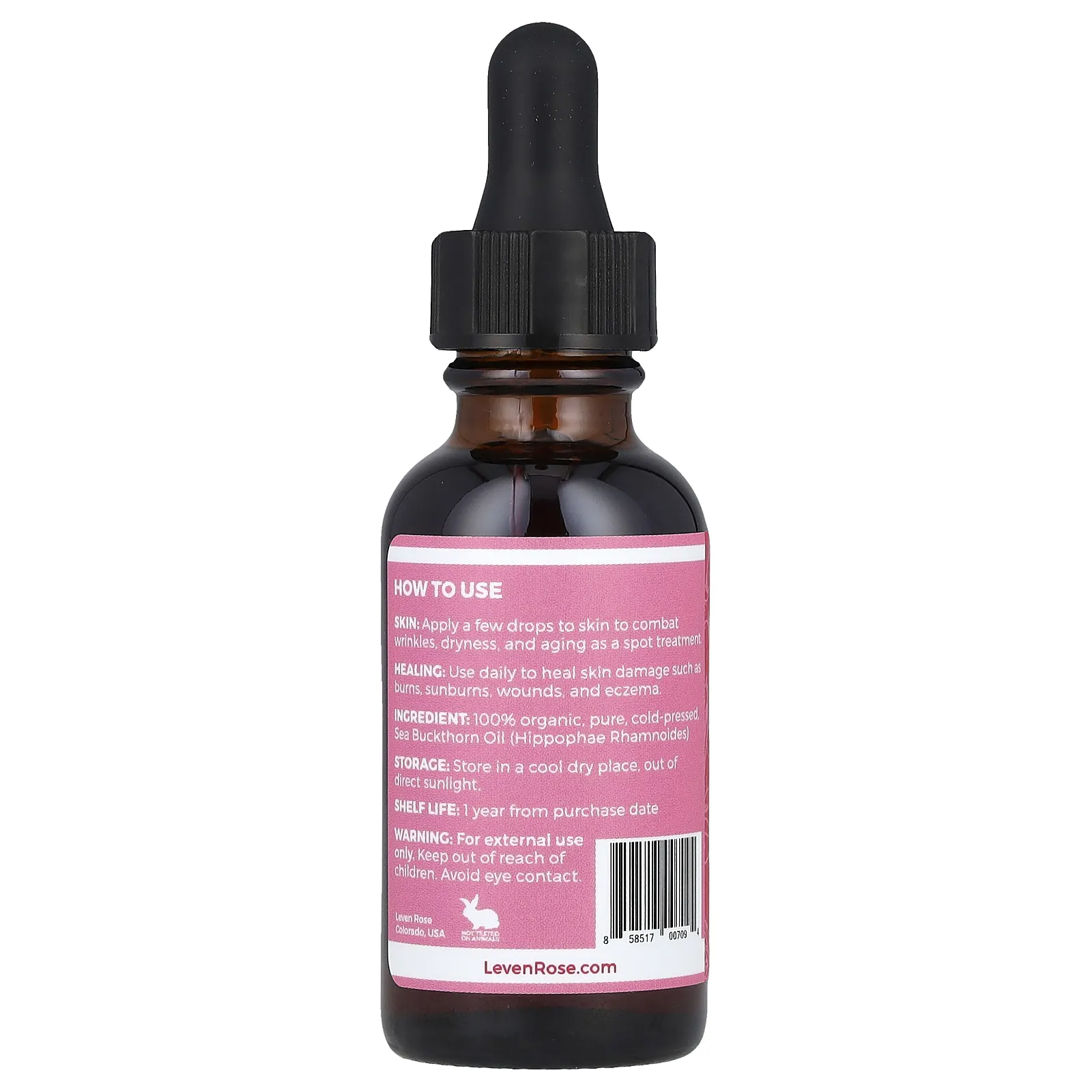 Leven Rose, 100% чистое и органическое, масло семян облепихи, 30 мл (1 жидк. Унция)