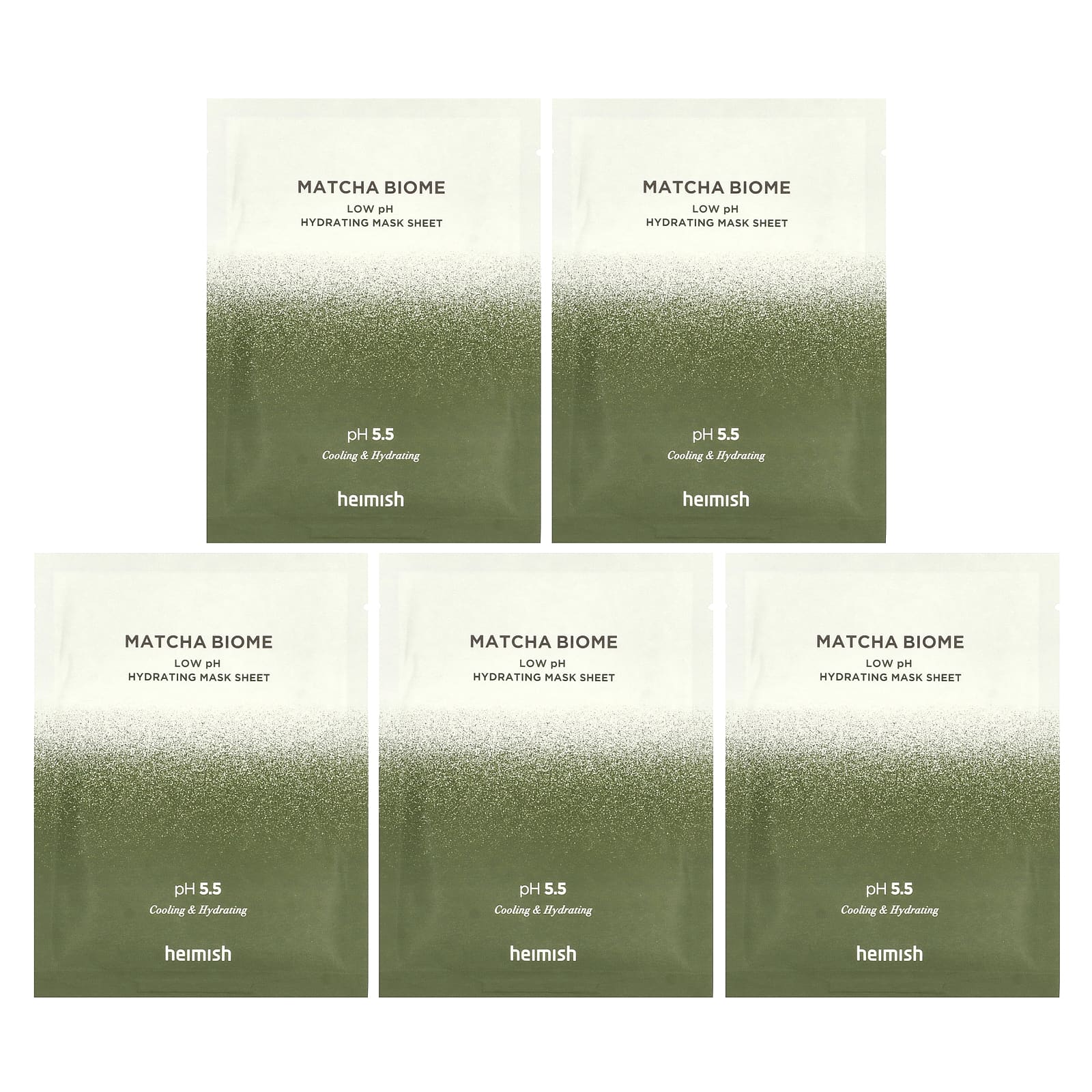Heimish, Matcha Biome, увлажняющая тканевая маска с низким уровнем pH, 5 шт. по 30 мл