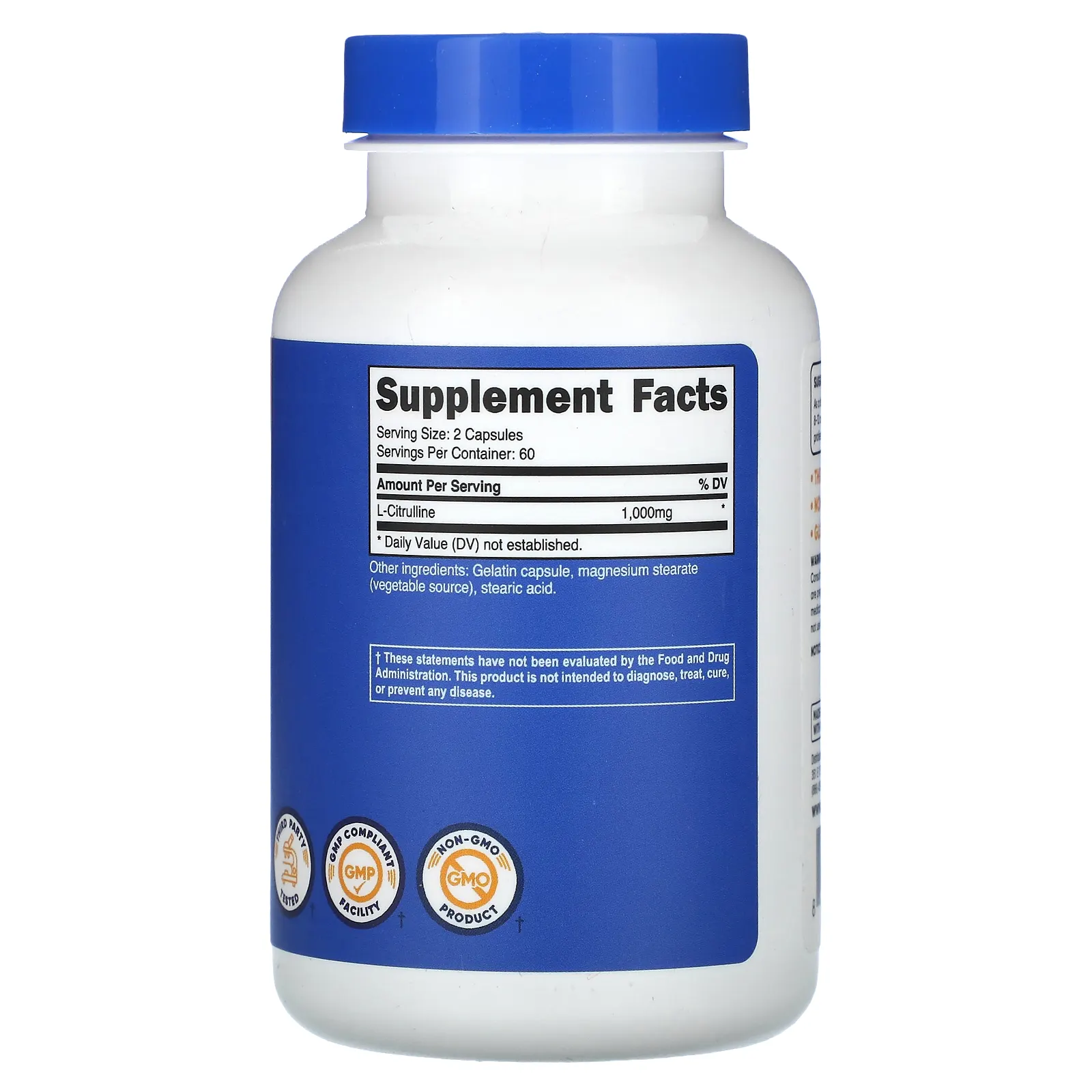 Nutricost, L-цитруллин, 1000 мг, 120 капсул (500 мг в 1 капсуле)