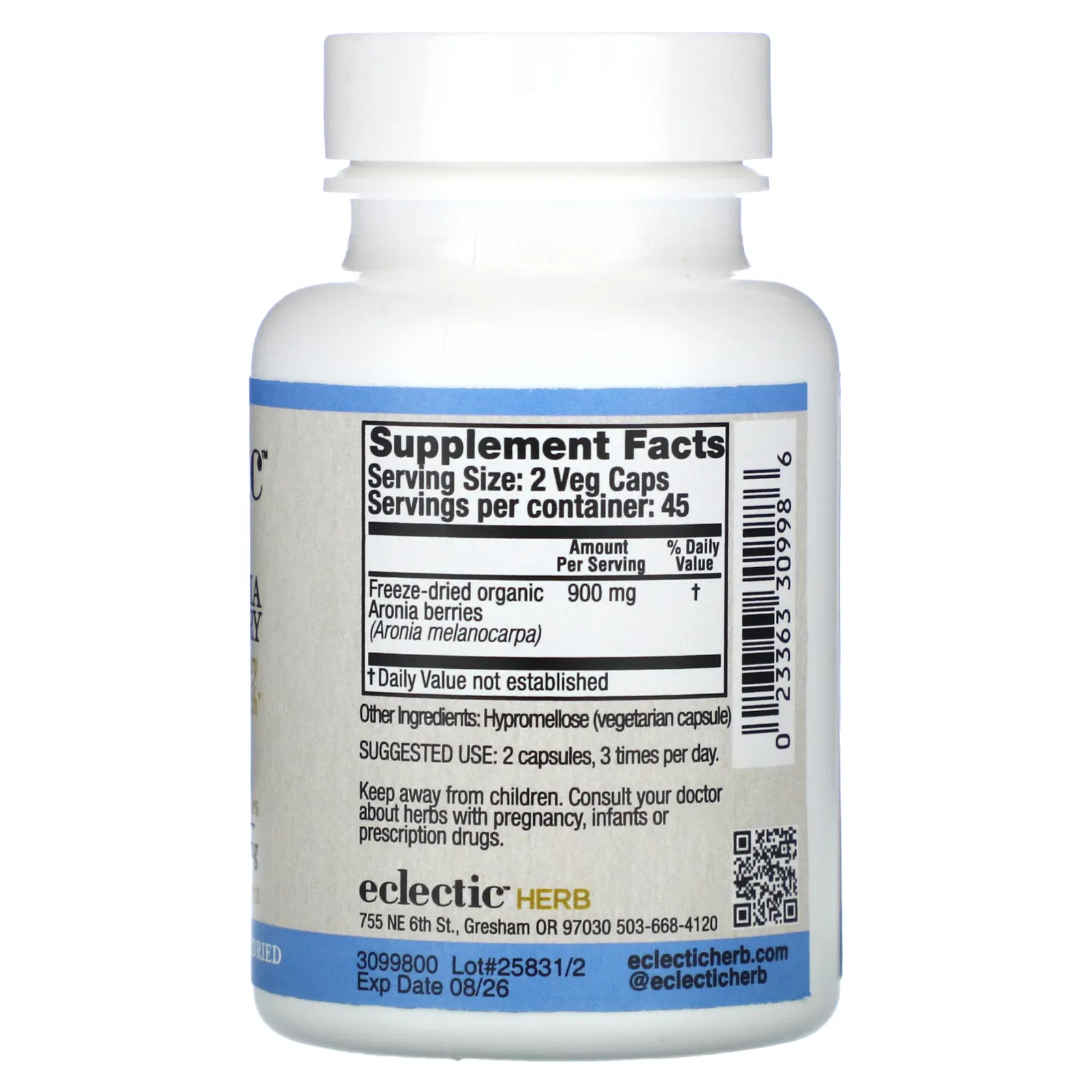 Eclectic Herb, сублимированные ягоды черноплодной рябины, 450 мг, 90 растительных капсул (225 мг в 1 капсуле)