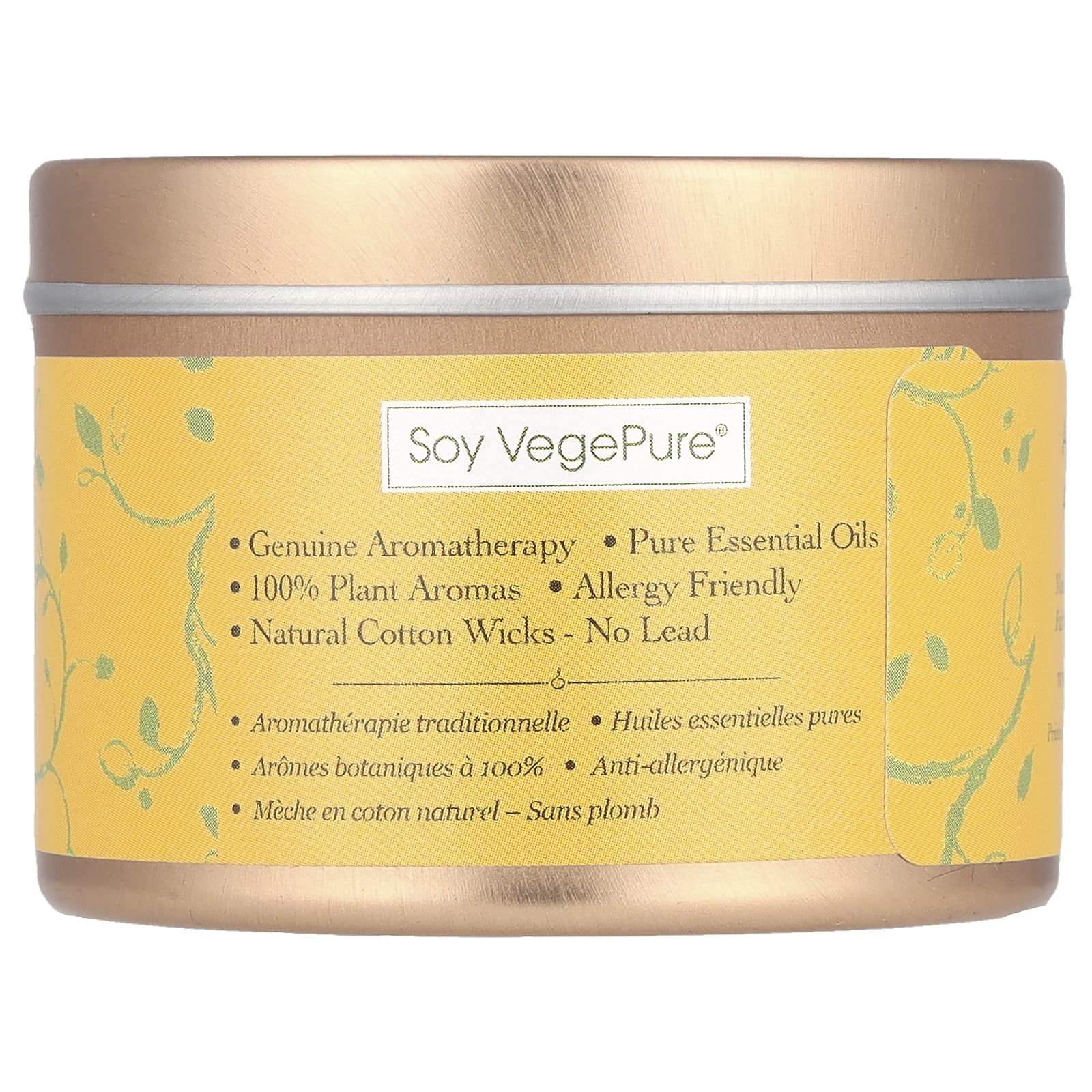 Aroma Naturals, Soy VegePure, свеча для путешествий в жестяной банке, расслабляющая, с лавандой и мандарином, 79,38 г (2,8 унции)