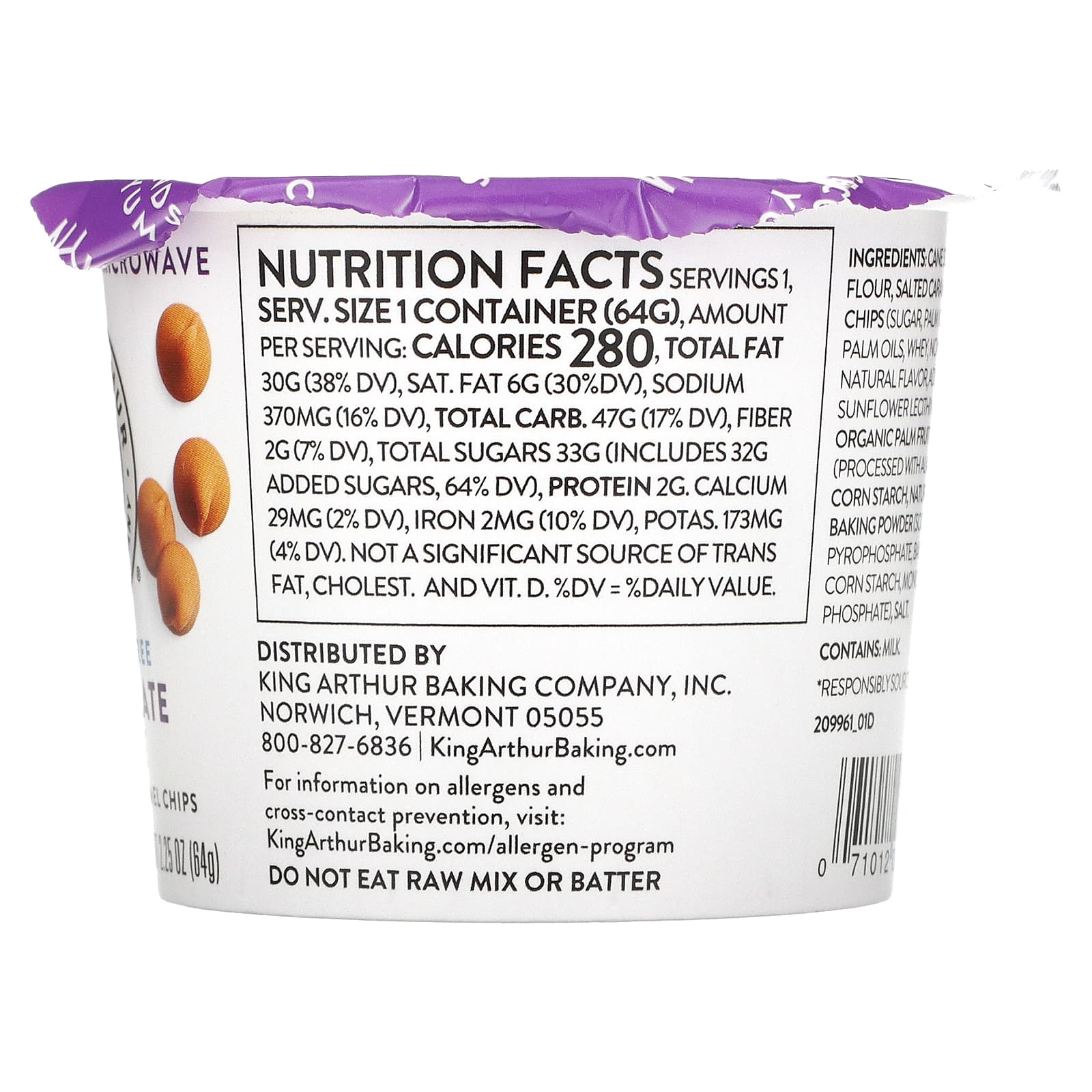 King Arthur Baking Company, Шоколадный торт с соленой карамелью, без глютена, 64 г (2,25 унции)