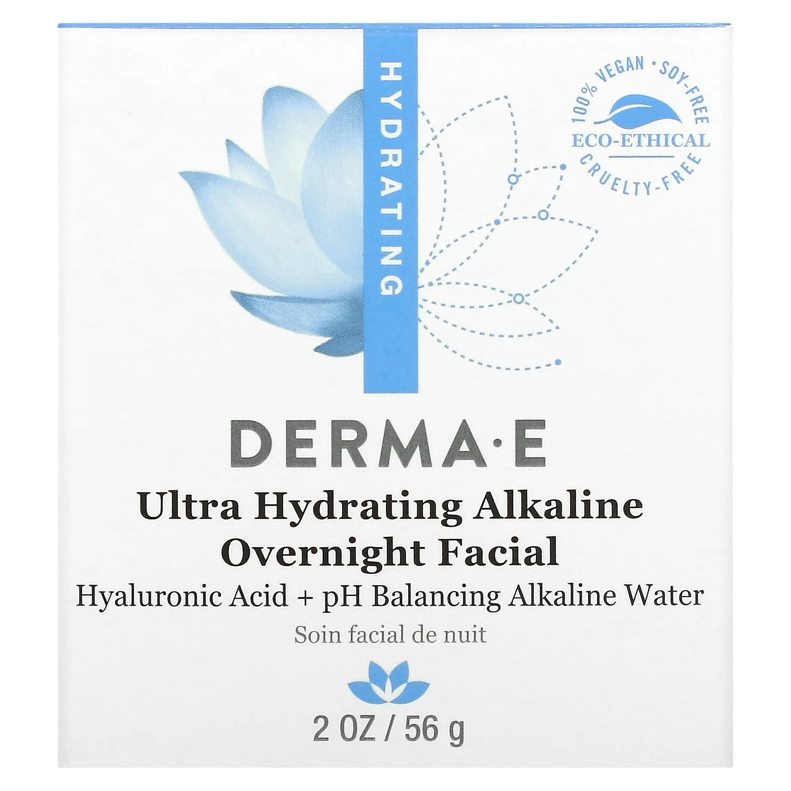 DERMA E, ультра увлажняющая щелочная ночная маска для лица, 56 г (2 унции)