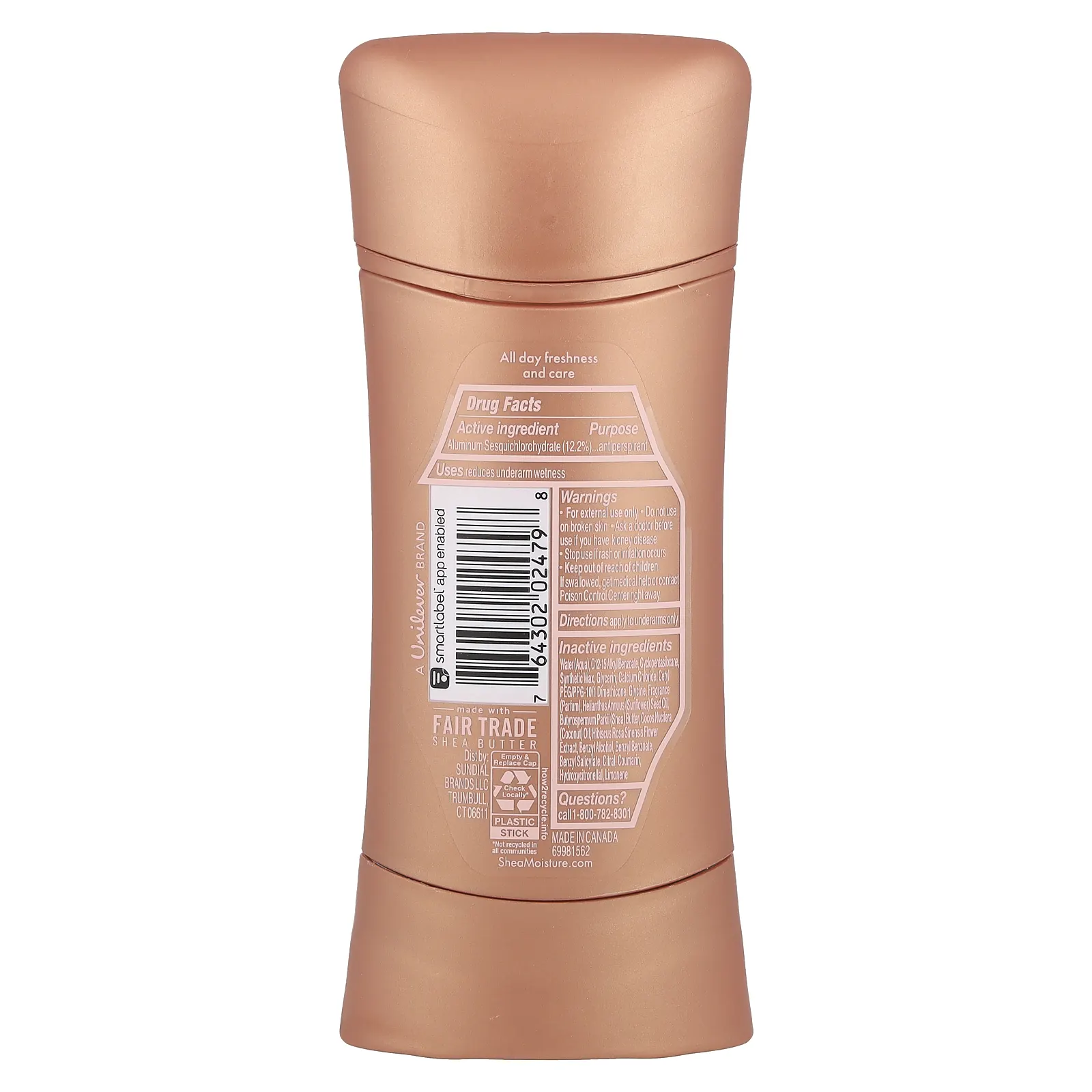 SheaMoisture, Дезодорант-антиперспирант, свежий, с кокосом и гибискусом, 74 г (2,6 унции)