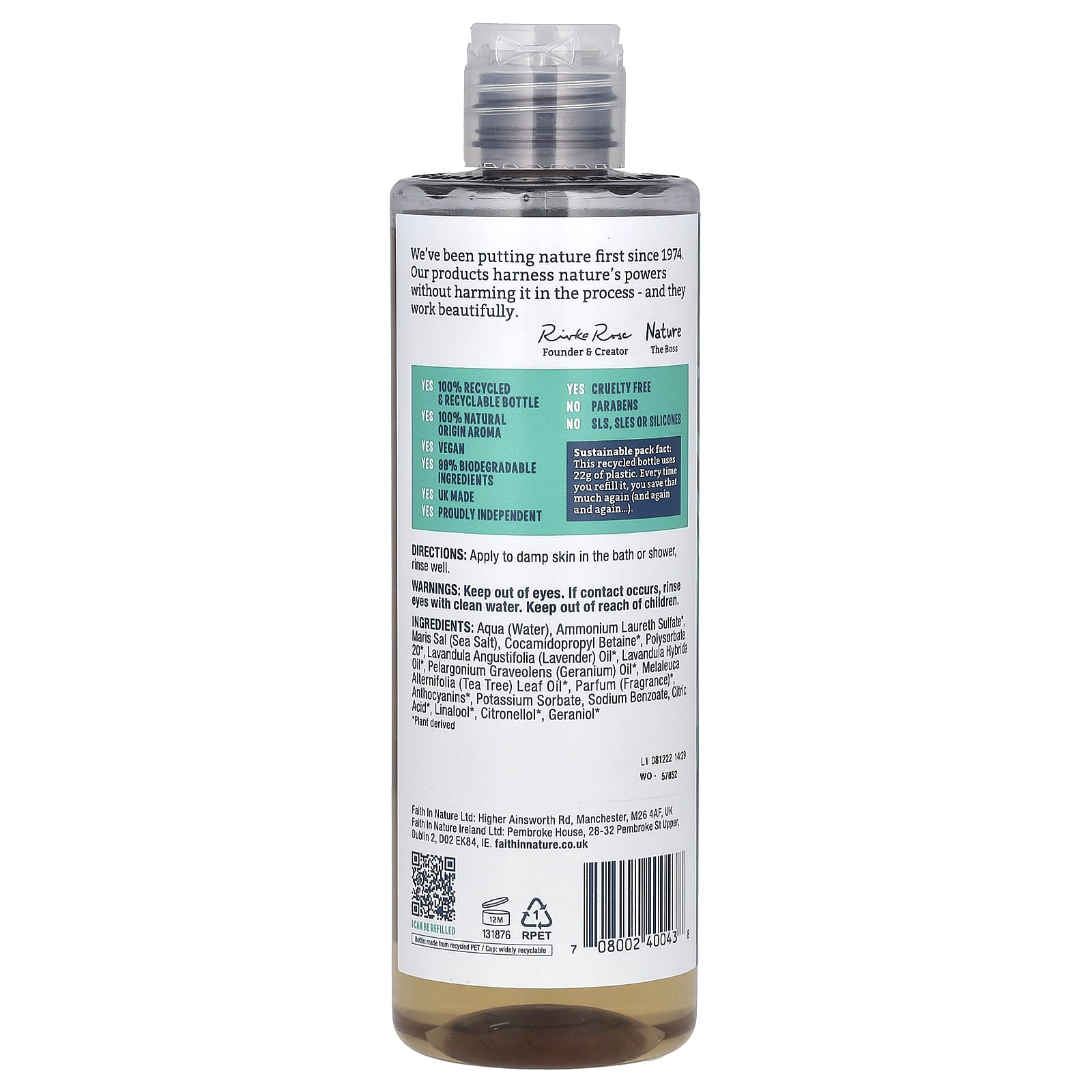 Faith in Nature, Гель для душа, с лавандой и геранью, 400 мл (13,5 жидк. Унции)