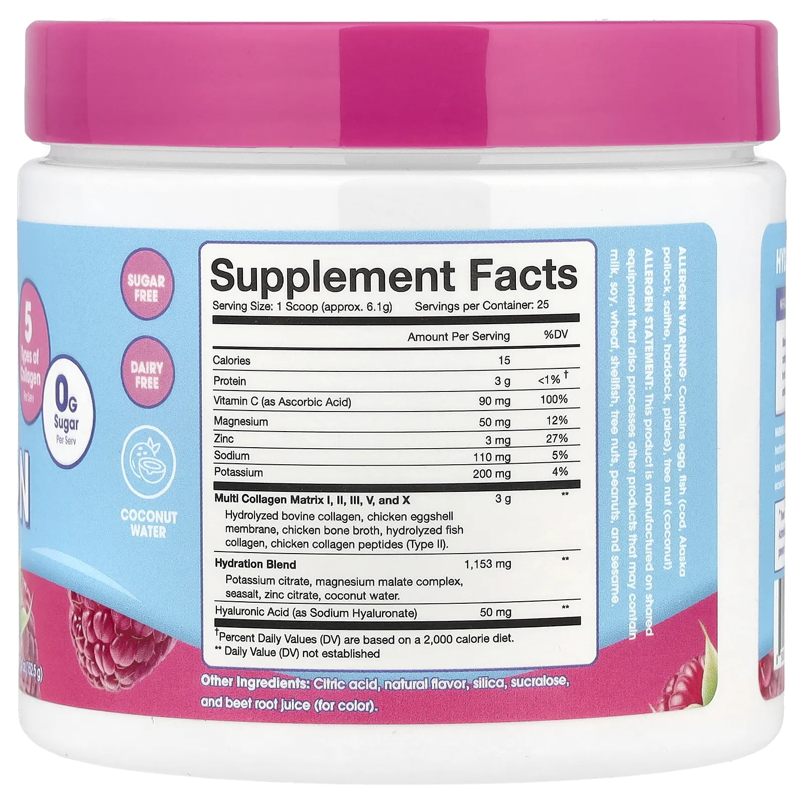 Obvi, Collagen Hydration, малиновая роза, 152,5 г (5,4 унции)