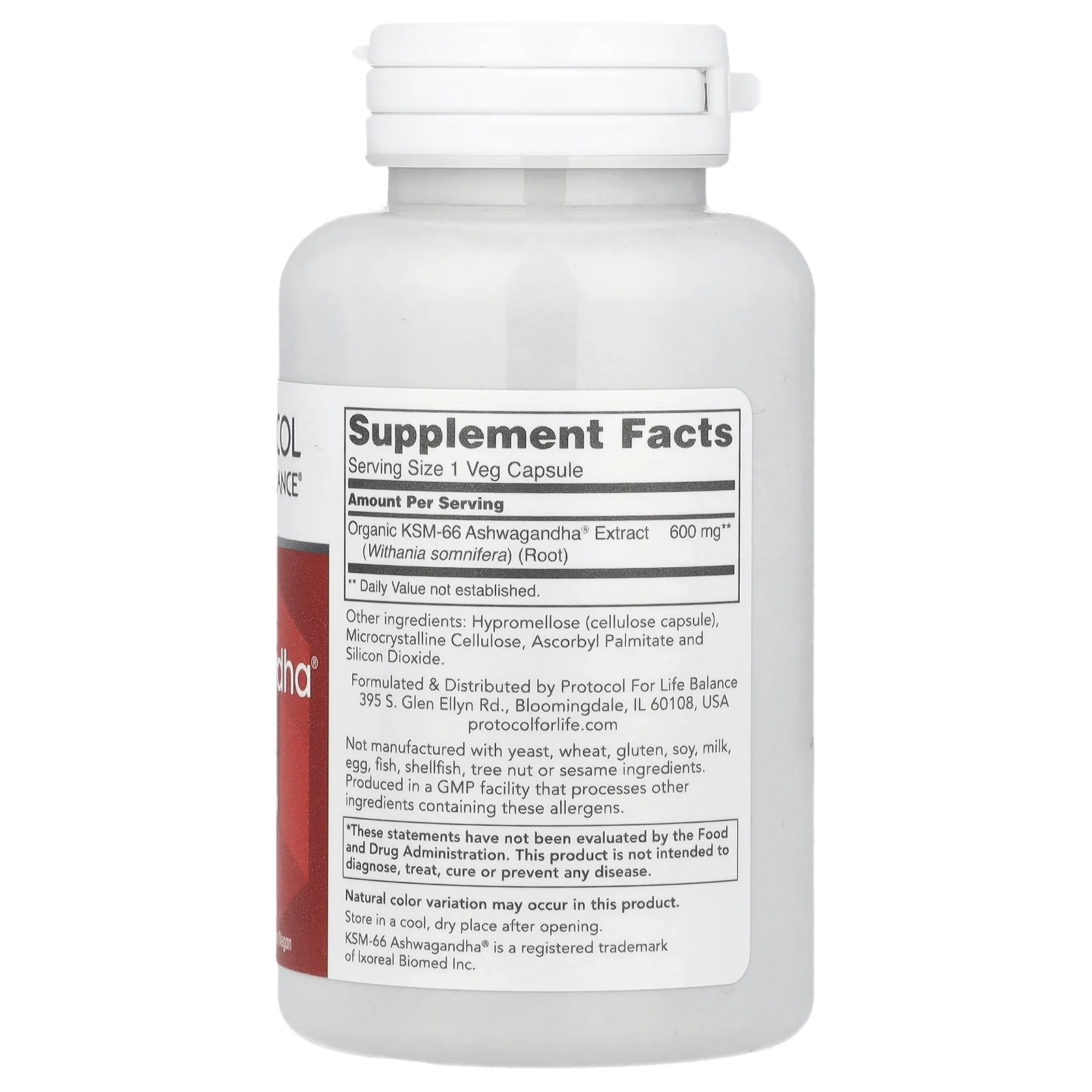 Protocol for Life Balance, KSM-66 экстракт корня ашваганды®, 600 мг, 90 растительных капсул
