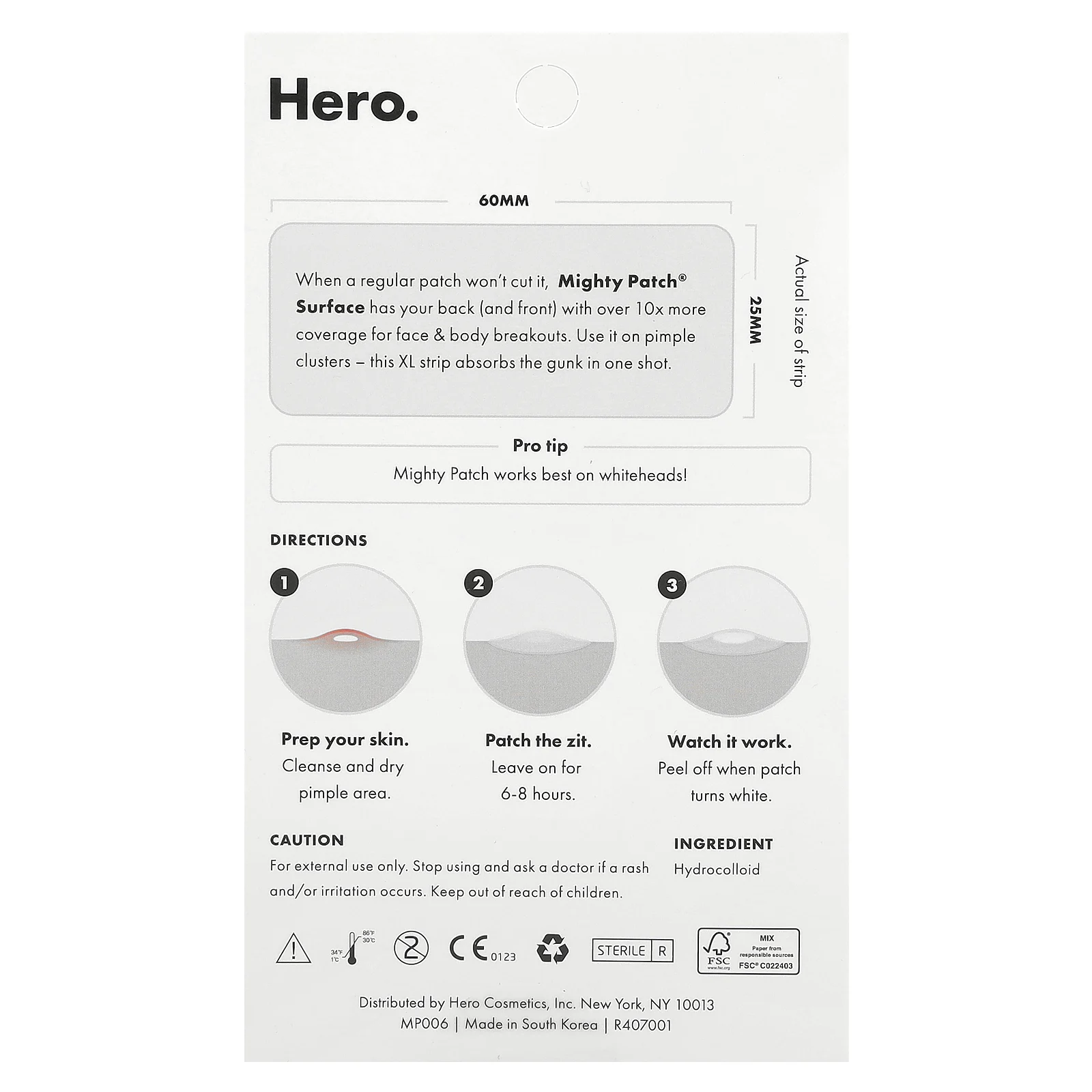 Hero Cosmetics, Mighty Patch, прямоугольные, 10 пластырей