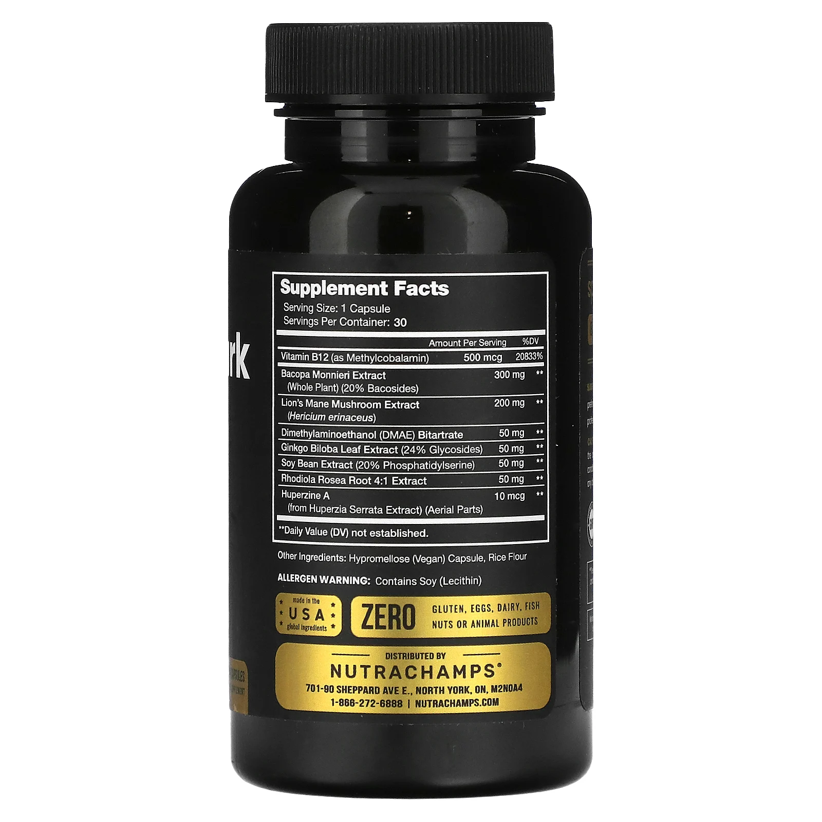 NutraChamps, Neura-Spark, для концентрации и памяти, 30 веганских капсул