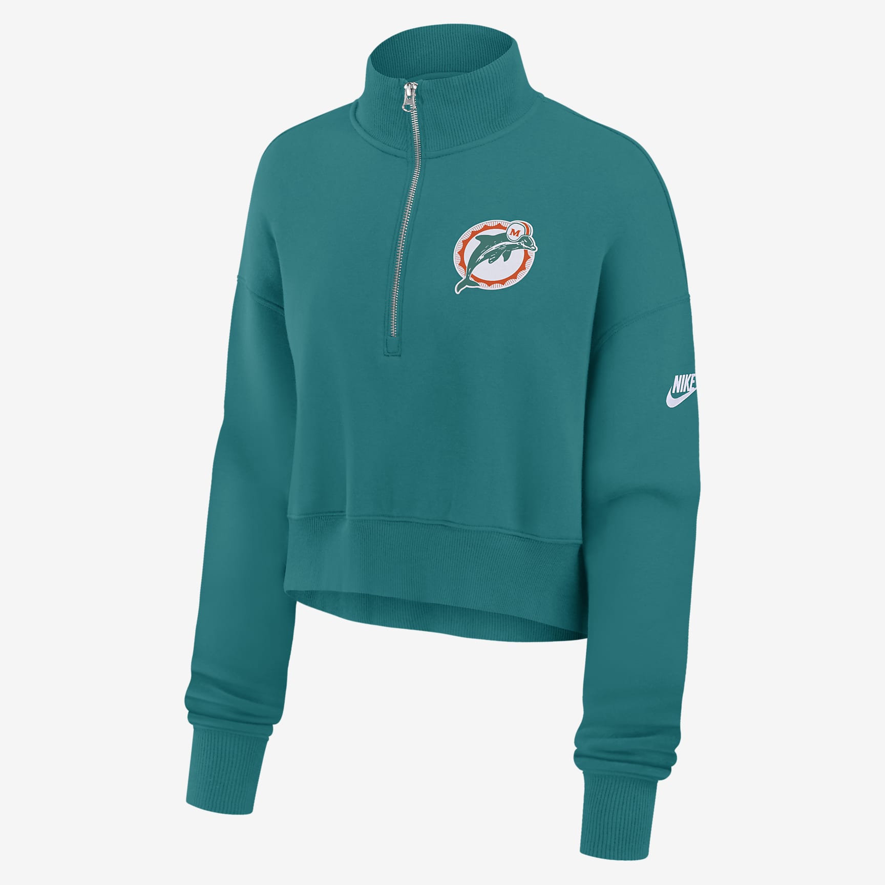 Miami Dolphins Rewind Phoenix Women's Nike NFL Cropped 1/4-Zip Crew