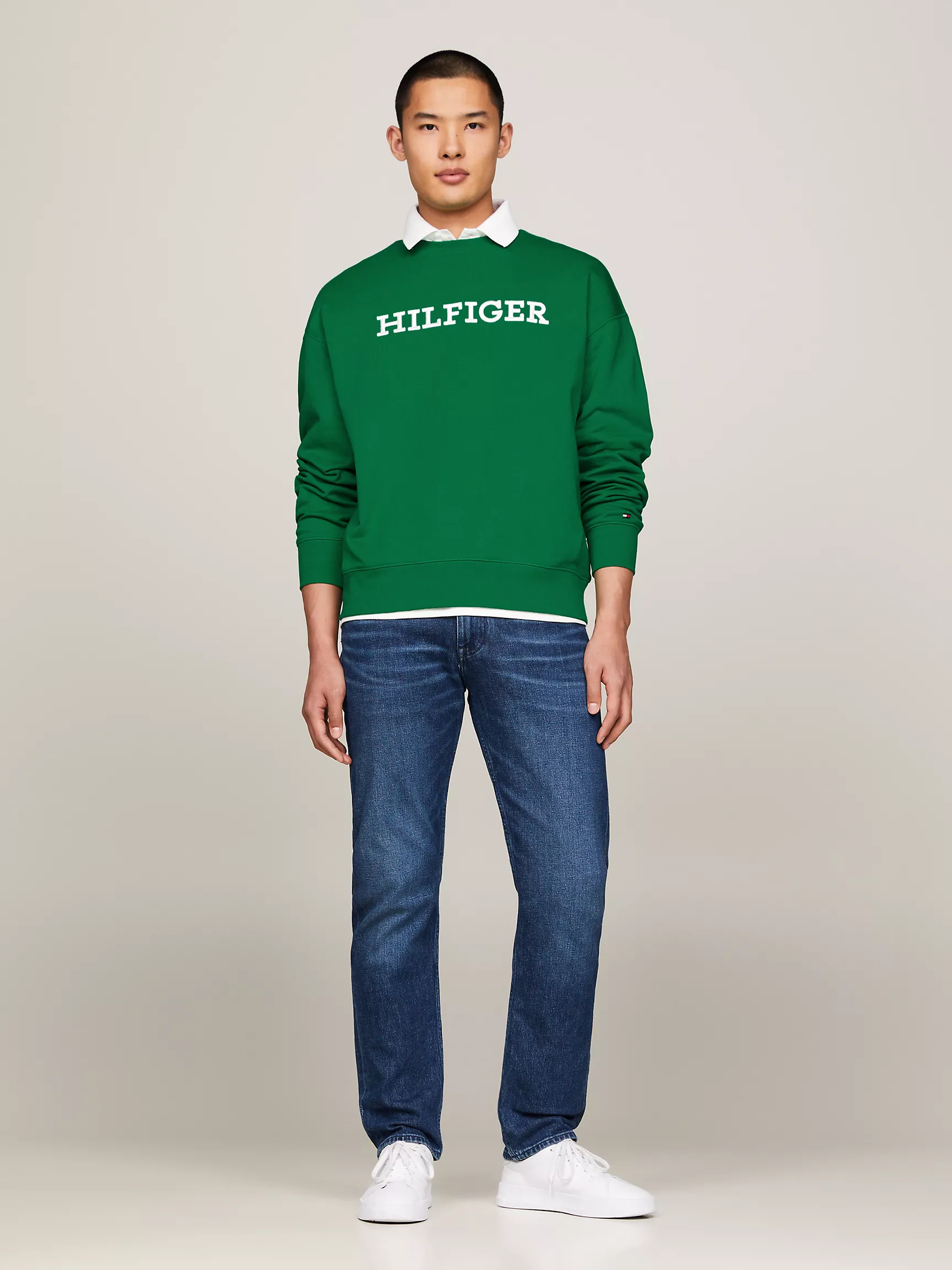 Мужская толстовка Tommy Hilfiger, Свитшот с круглым вырезом и вышитым монограммным логотипом