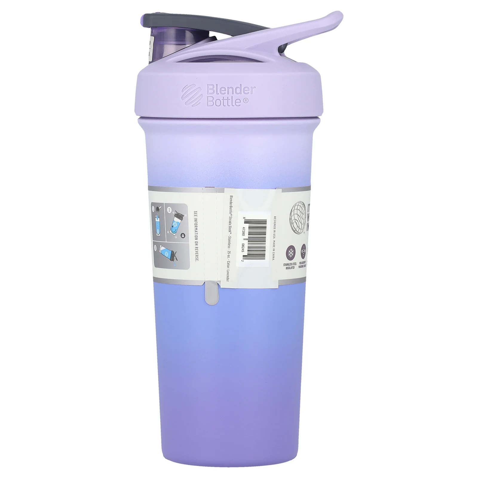 Blender Bottle, Strada Sleek™, Insulated Stainless Steel, Lavender, 25 oz (740 ml)