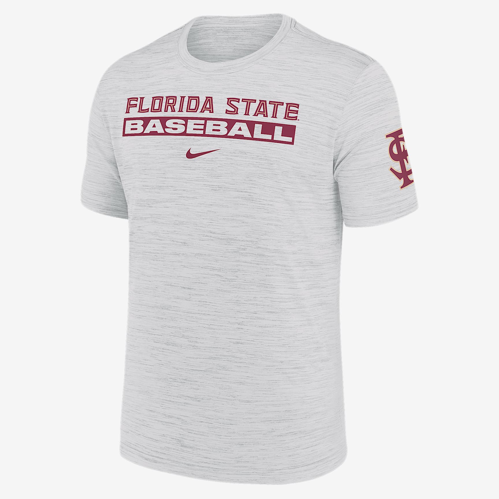 Florida State Seminoles Velocity Baseball Wordmark Stack Men's Nike Dri-FIT College T-Shirt