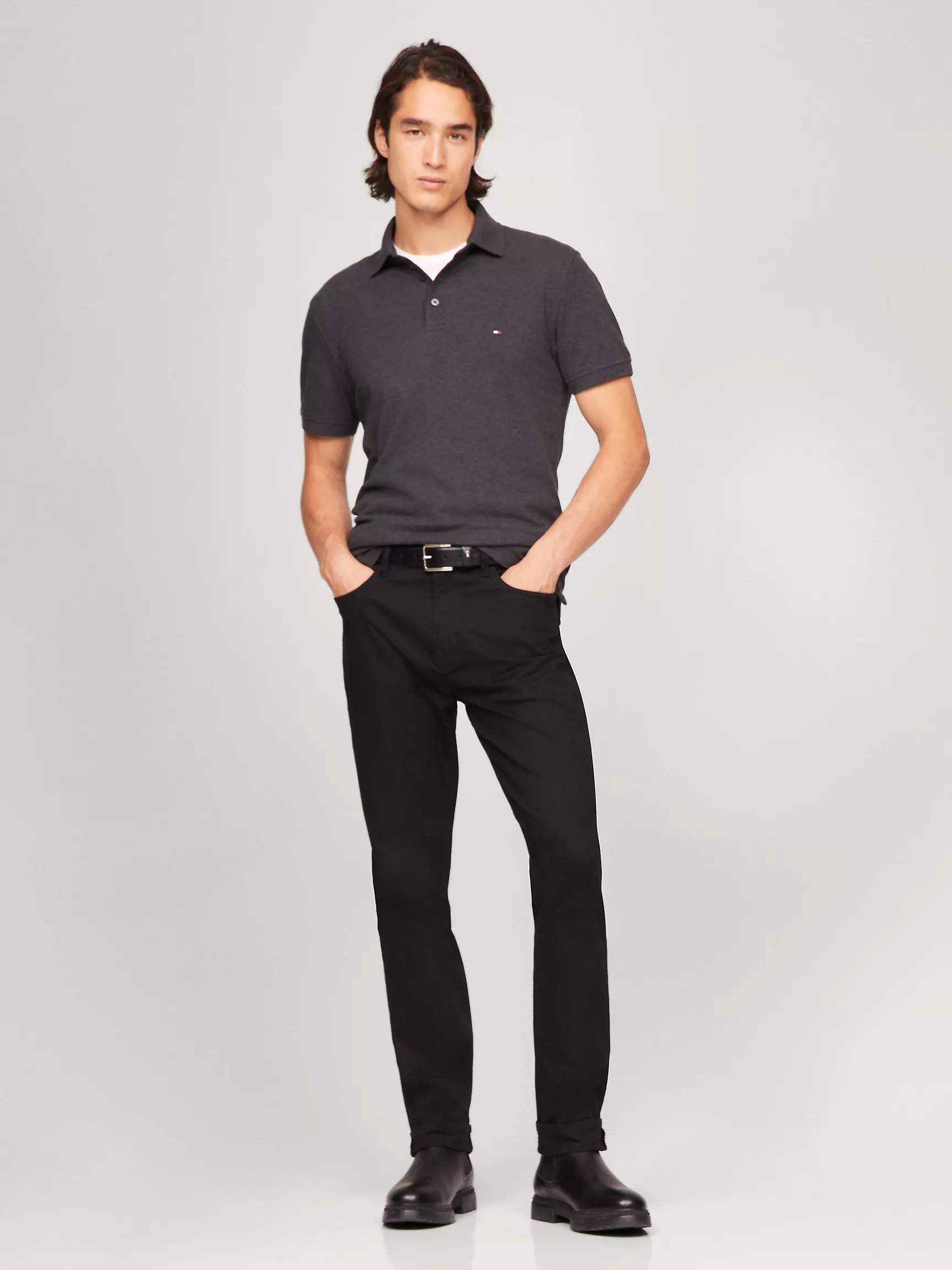 Мужское поло Tommy Hilfiger, Приталенное эластичное поло из пике