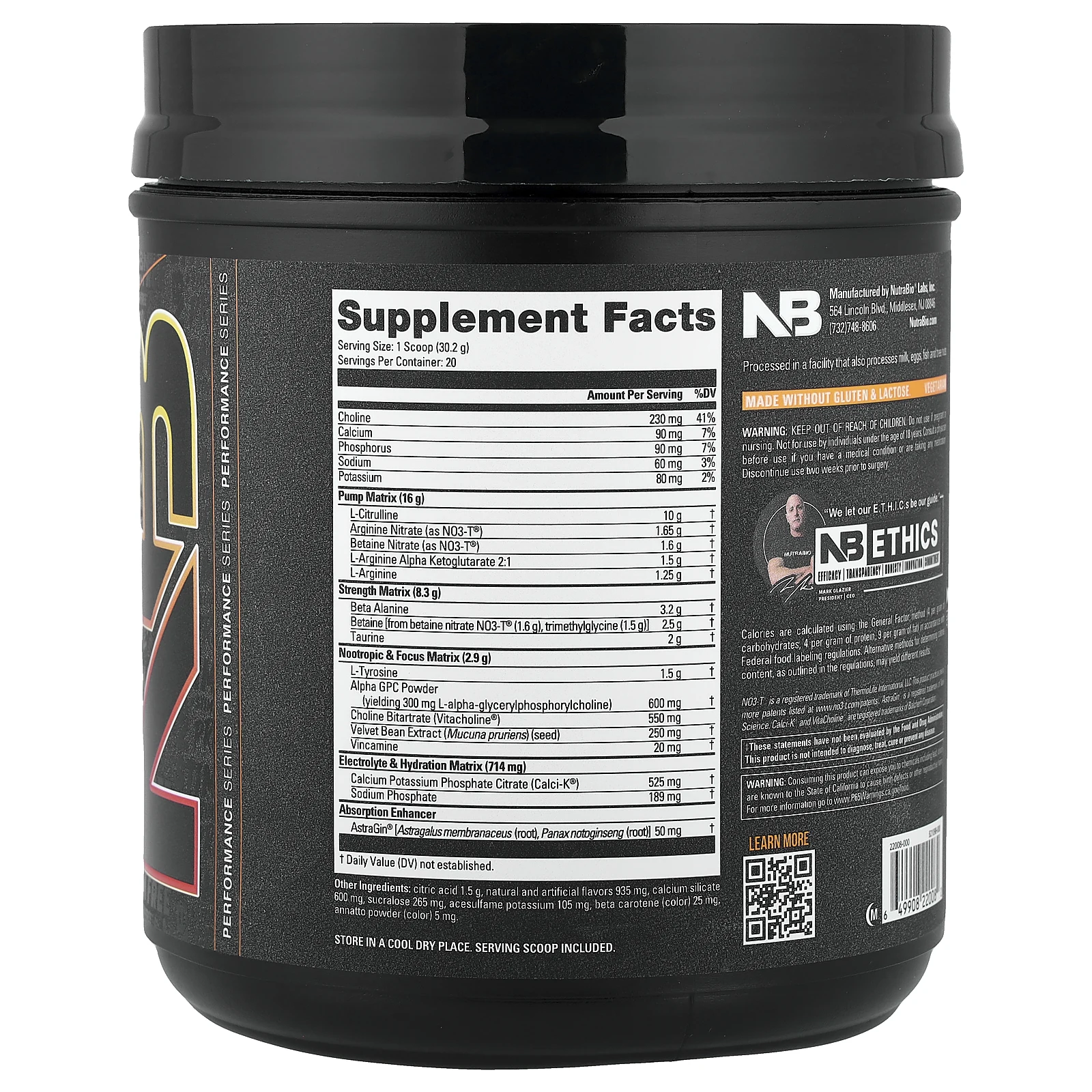 NutraBio, PRE-Workout, добавка без стимуляторов, со вкусом апельсина и манго, 604 г (1,33 фунта)