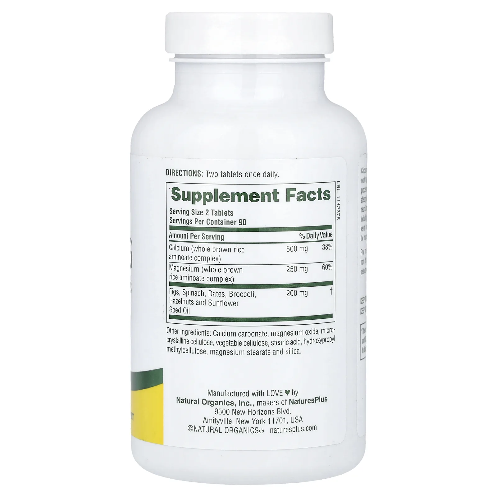 NaturesPlus, кальций и магний с цельнопищевыми ингредиентами, 180 таблеток