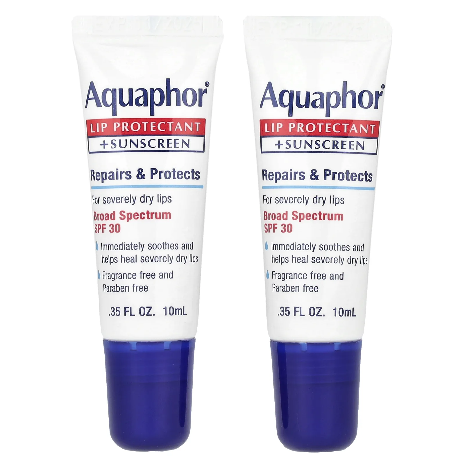 Aquaphor, Средство для защиты губ и солнцезащитное средство, SPF 30, 2 тюбика по 10 мл (0,35 жидк. Унции)