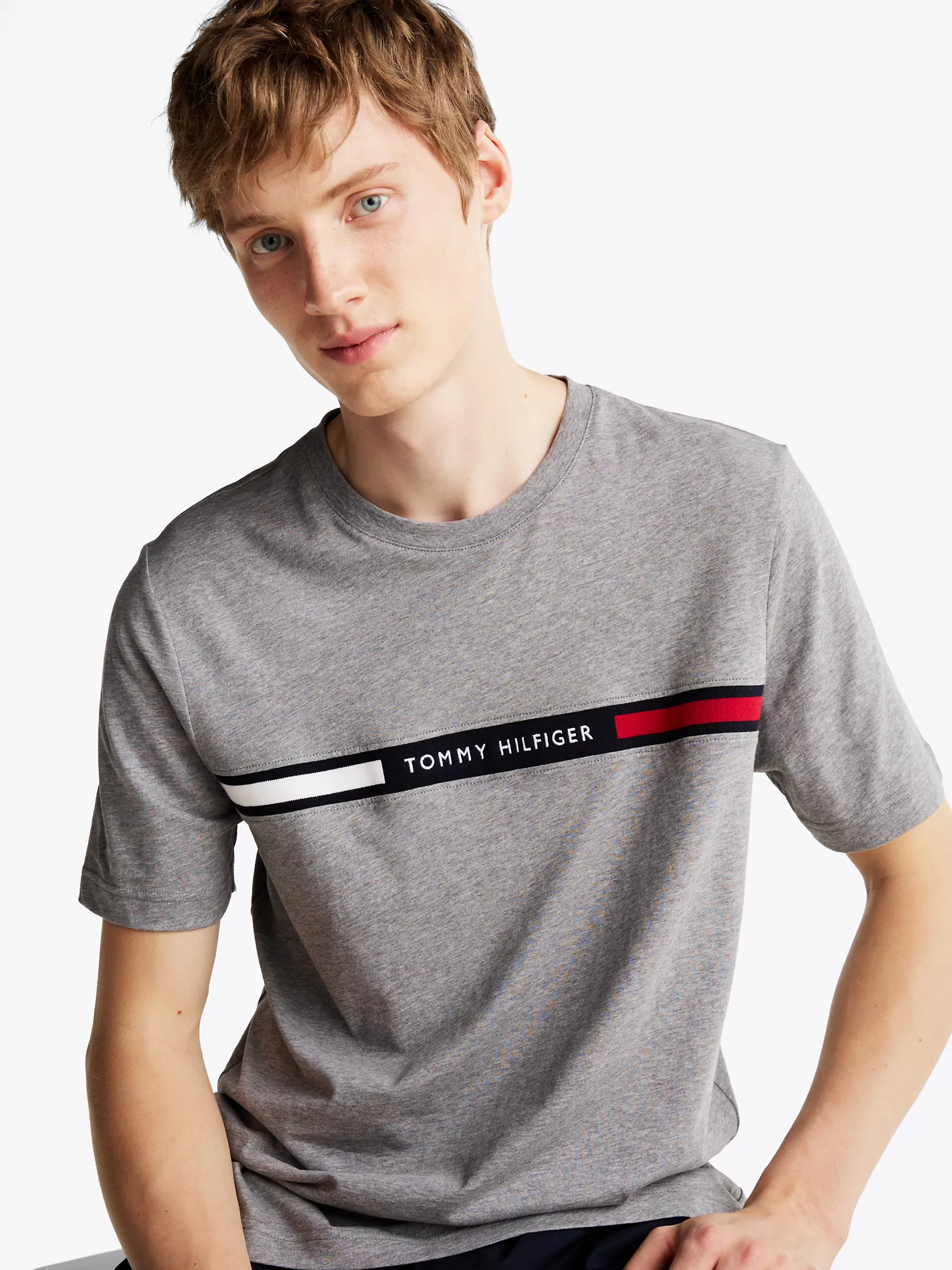 Мужская футболка Tommy Hilfiger, Футболка Tommy с ребристой вставкой и логотипом