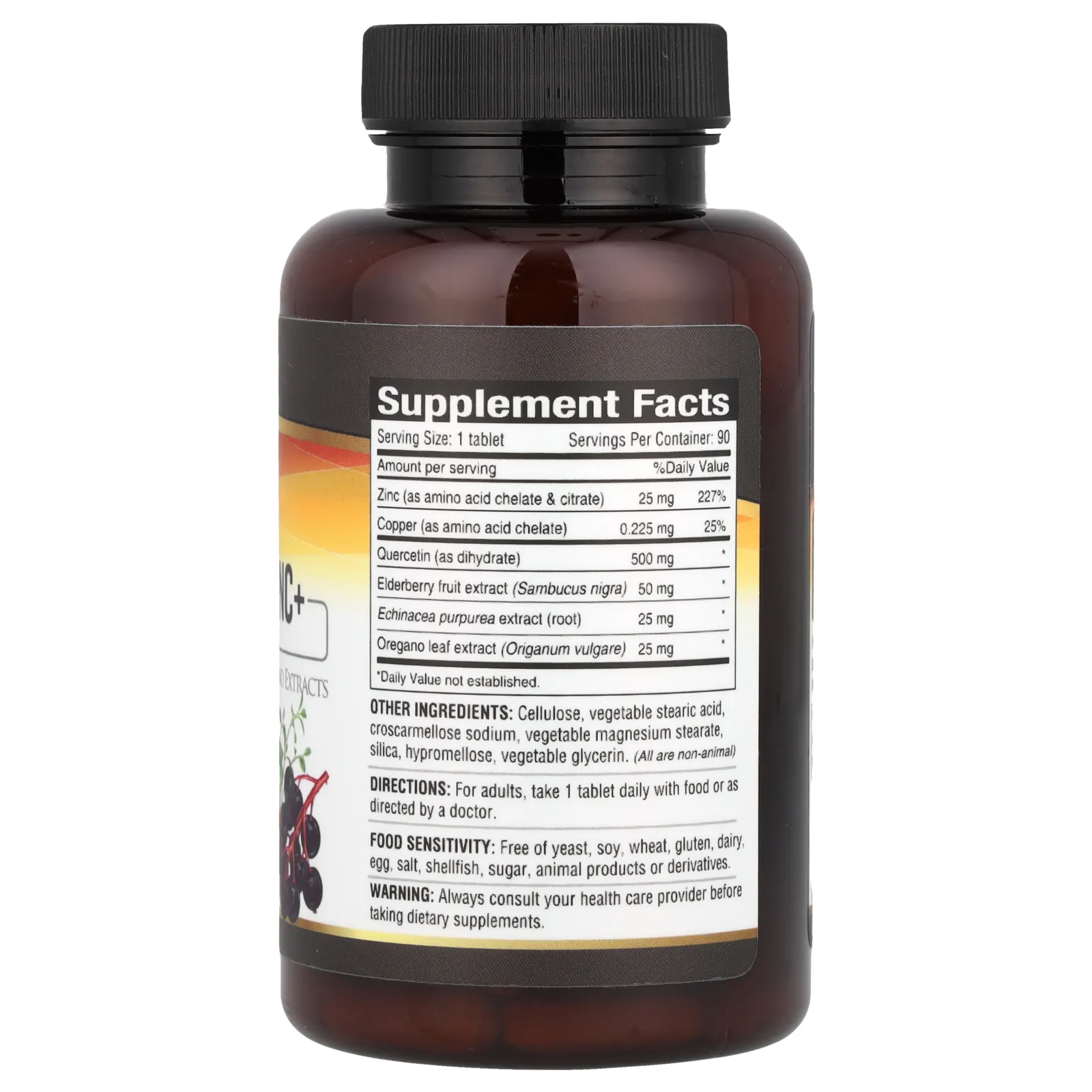 Deva, Vegan Quercetin Zinc+, 500 mg + 25 mg, 90 Tablets