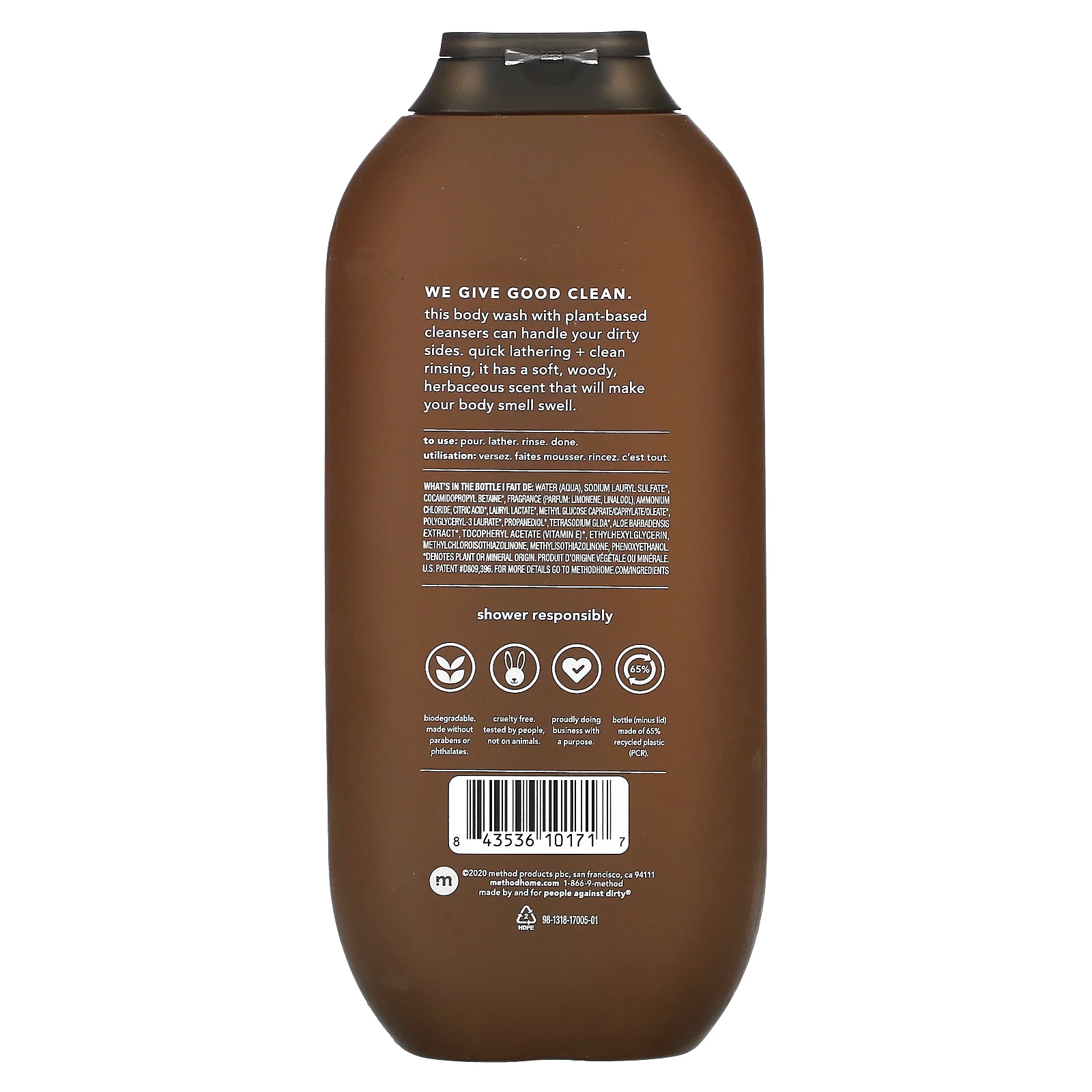 Method, Для мужчин, гель для душа, сандал и ветивер, 532 мл (18 жидк. Унций)