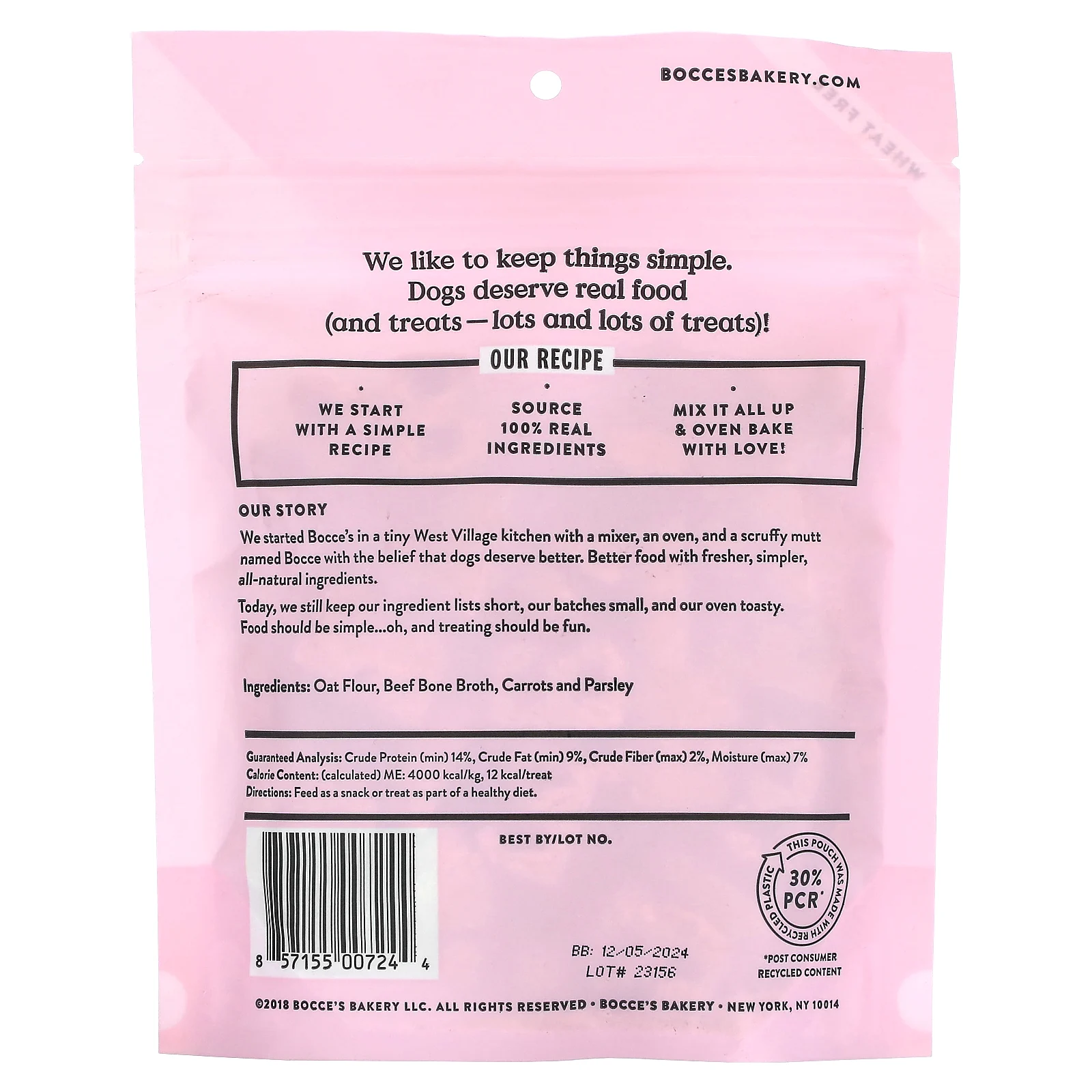 Bocce's Bakery, Рецепт костного бульона, для собак, с говяжьим костным бульоном, морковью и петрушкой, 141 г (5 унций)