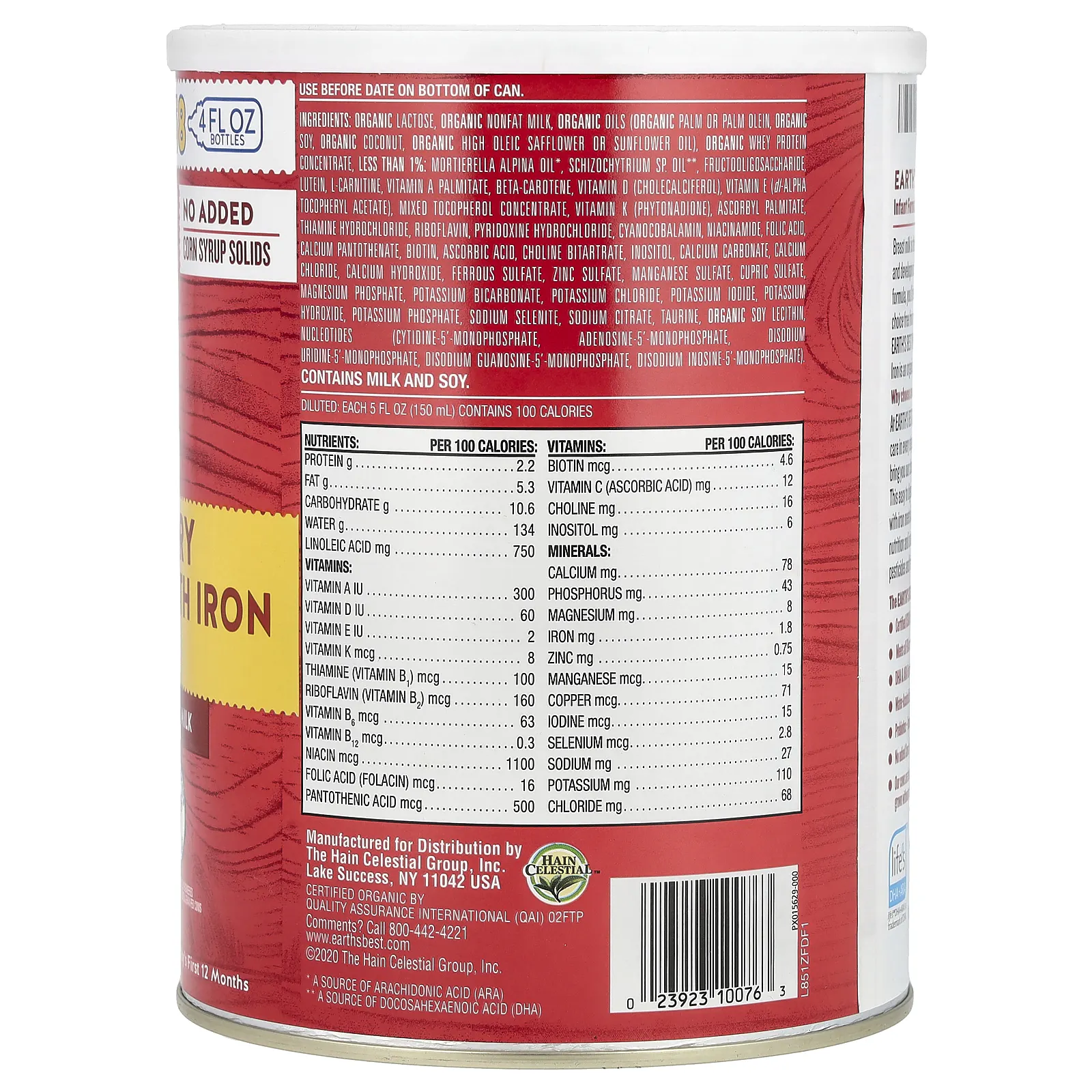 Earth's Best, Органическая молочная смесь для младенцев с железом, для детей в первые 12 месяцев, 907 г (32 унции)